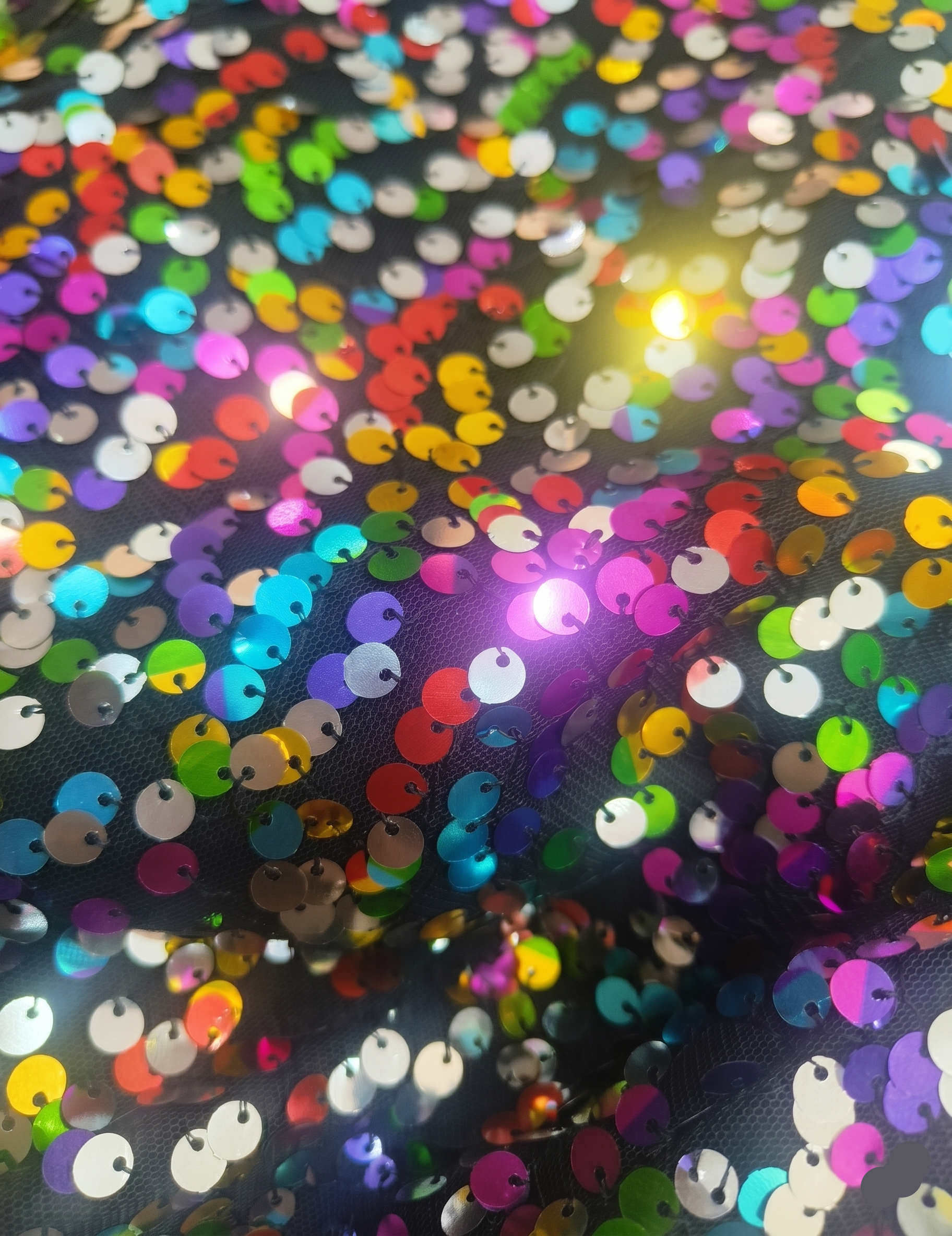 Girls' Multicolor Rainbow Sequin Party Dress with Puff Sleeves