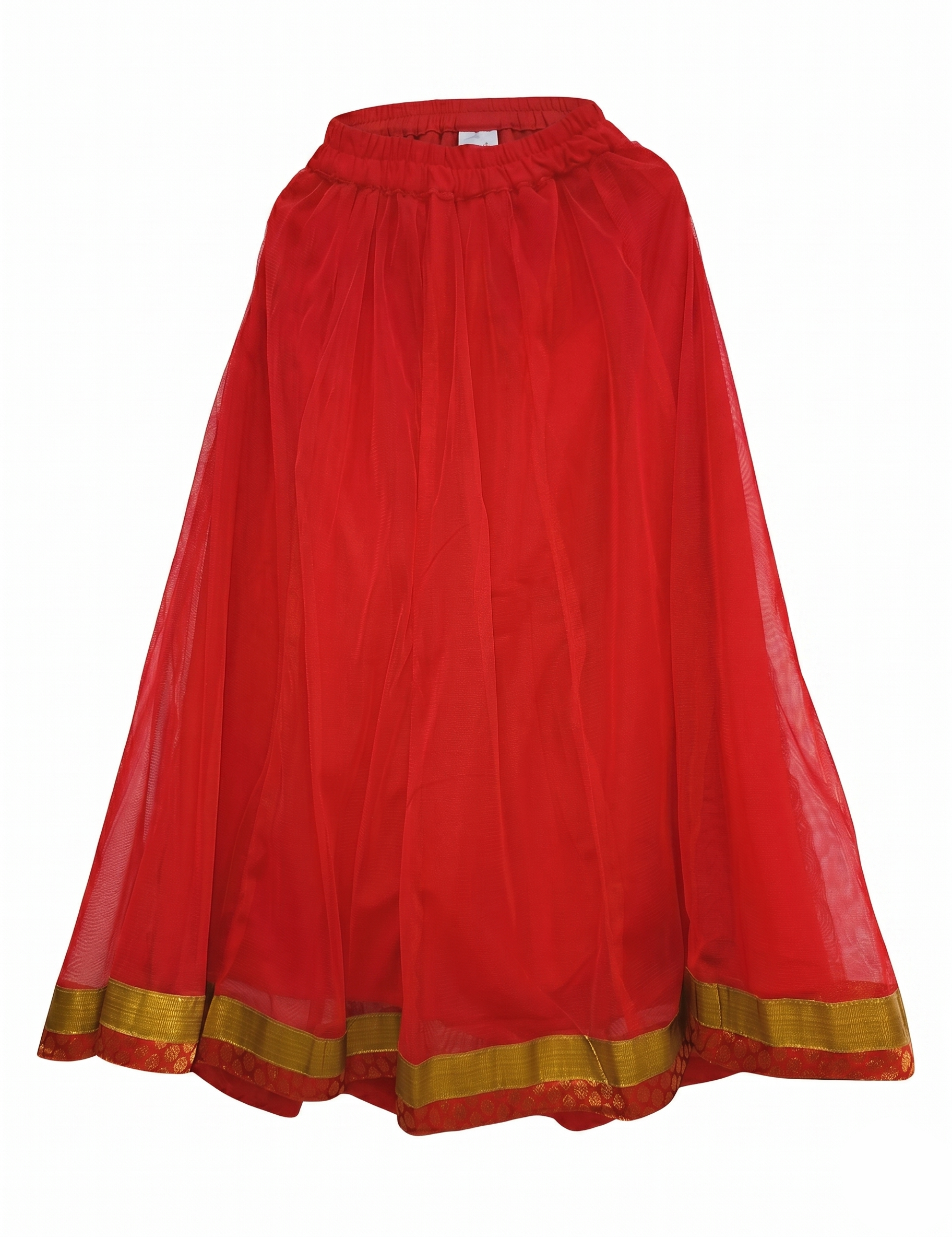 Girls' Red and Gold Embroidered Lehenga Choli Set - Traditional Festive Ethnic Wear