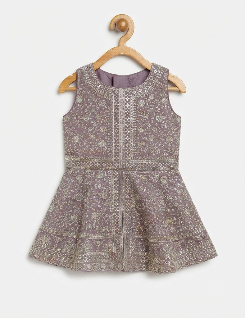Designer Sleeveless Peplum Top, Palazzo & Dupatta Outfit for Girls