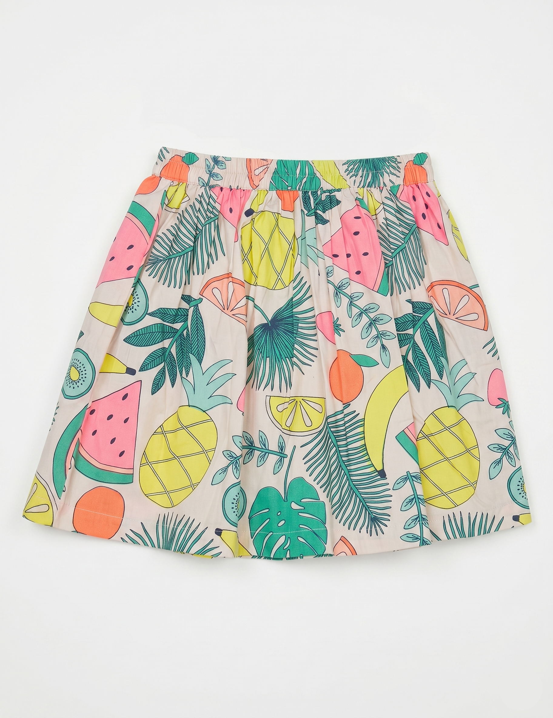 Kids Pink Cotton Camisole and Fruit Pattern A-Line Skirt | Girls Casual Summer Dress Set