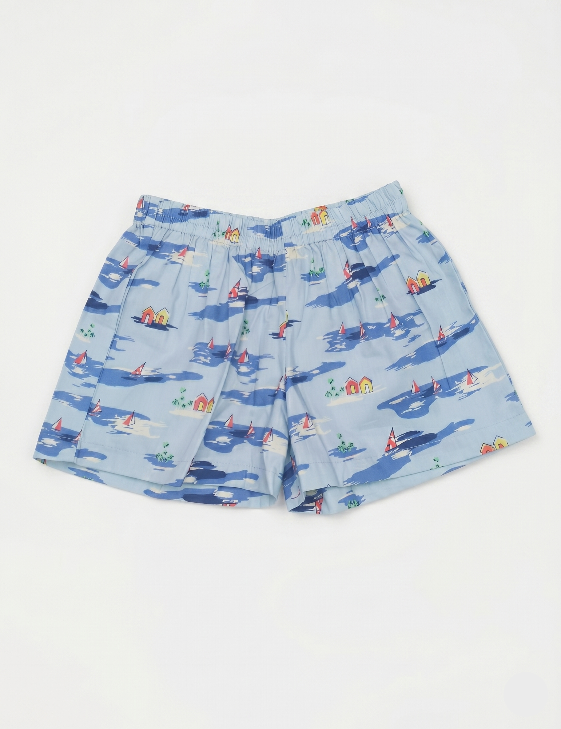 Kids Blue Sleeveless Top and Sailboat Print Shorts | Girls Cotton Casual Shorts Set