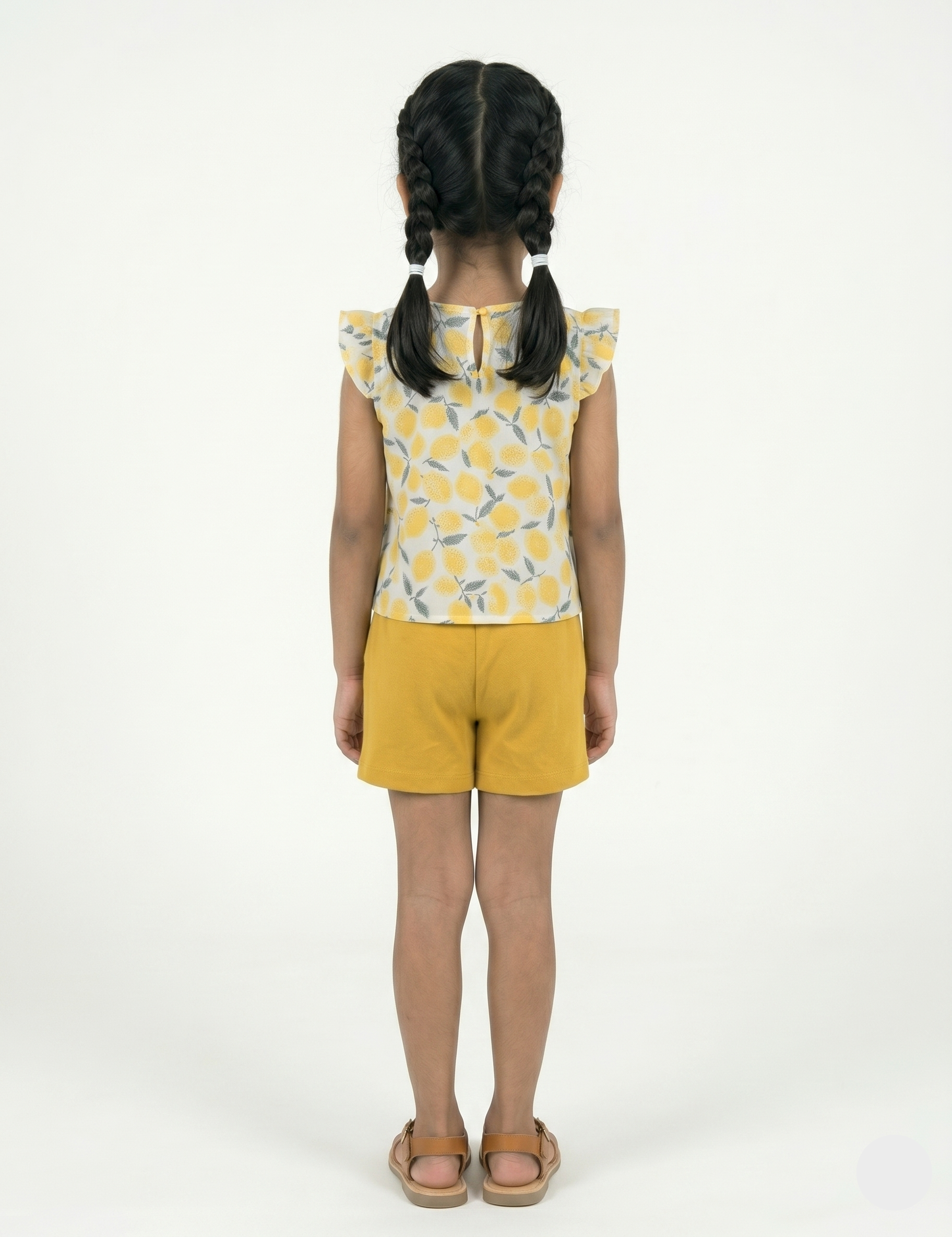Kids Yellow Fruit Print Top and Cotton Shorts | Girls Casual Summer Shorts Set