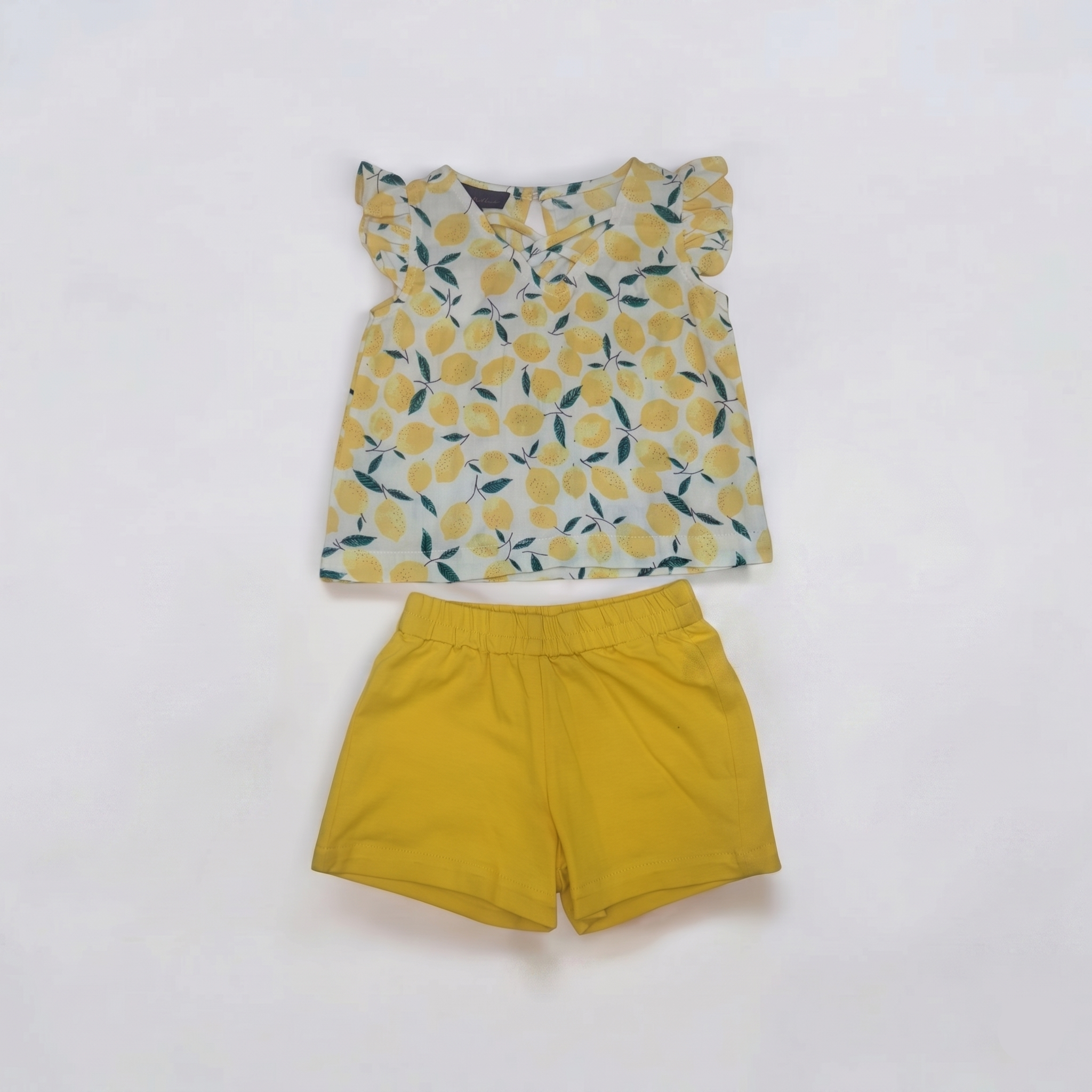Kids Yellow Fruit Print Top and Cotton Shorts | Girls Casual Summer Shorts Set