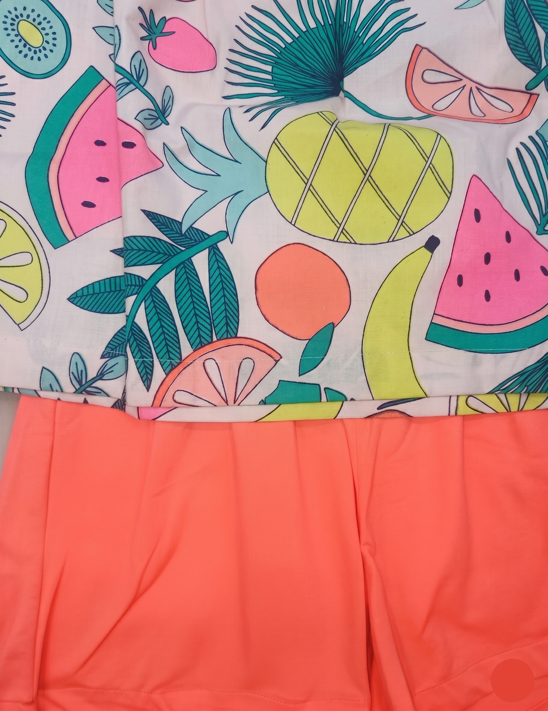 Kids Pink Tropical Pattern Strappy Top with Solid Shorts
