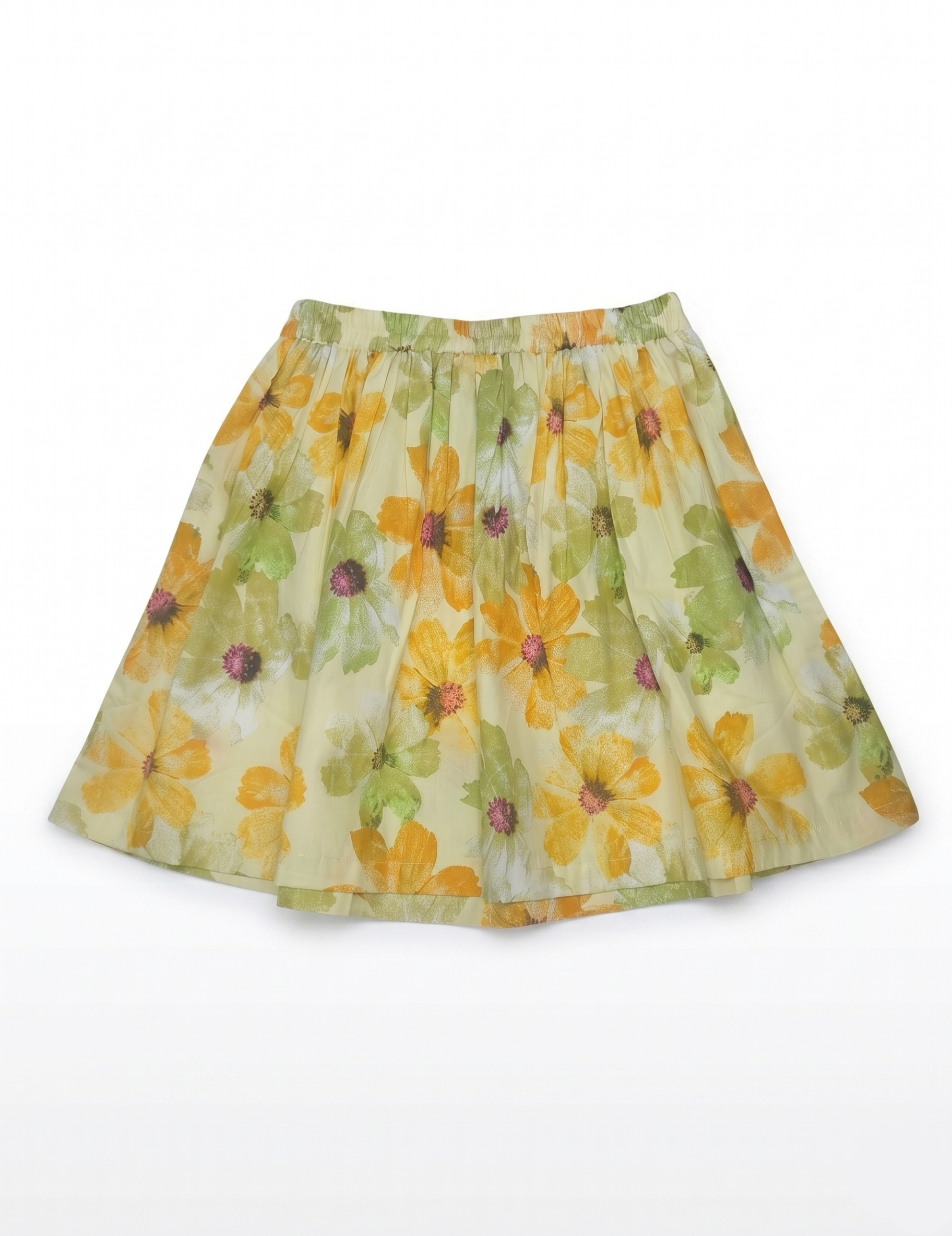Kids Yellow Lace Top and Floral Print Skirt