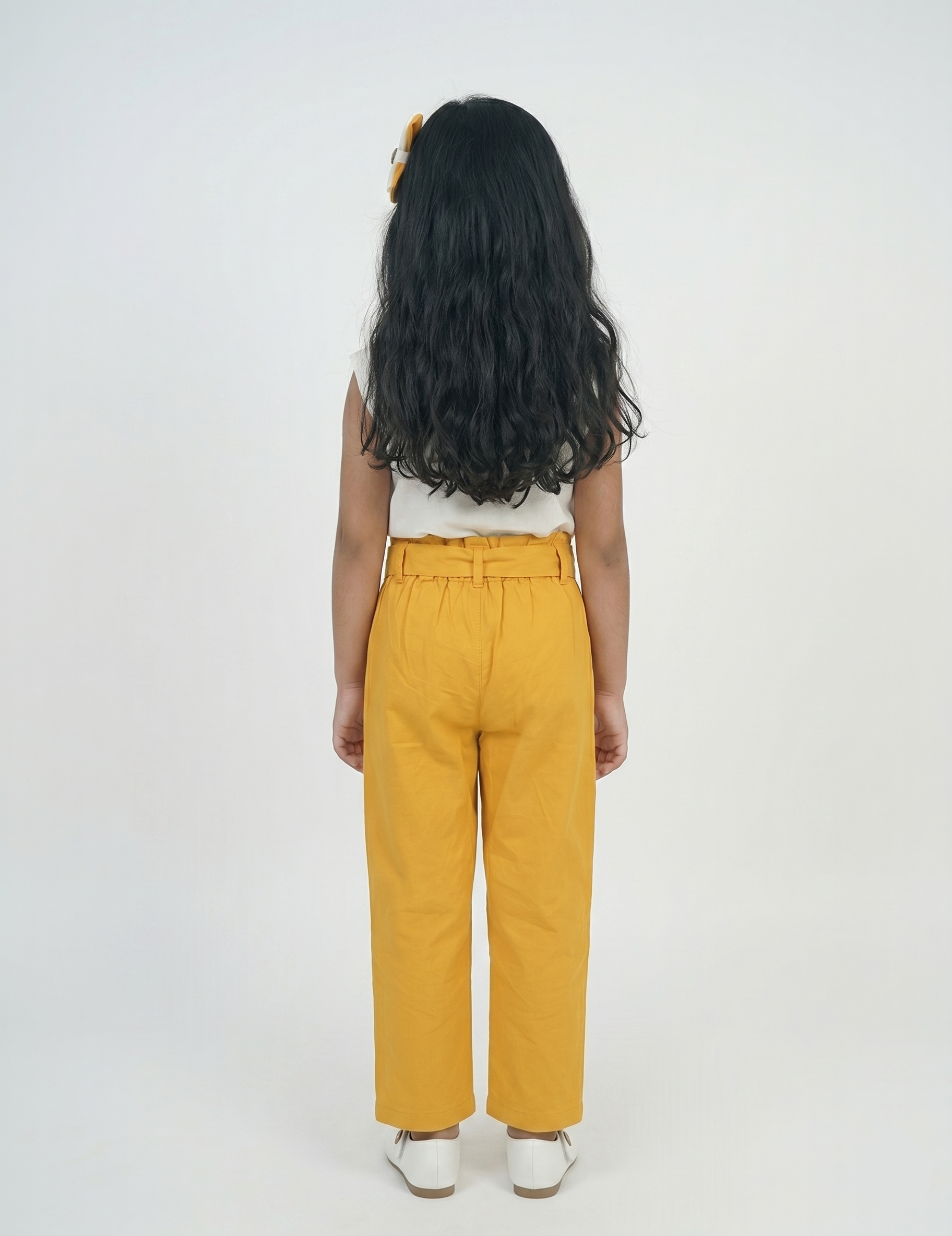 Kids Sleeveless Cotton Top and Mustard Yellow Waist Pants