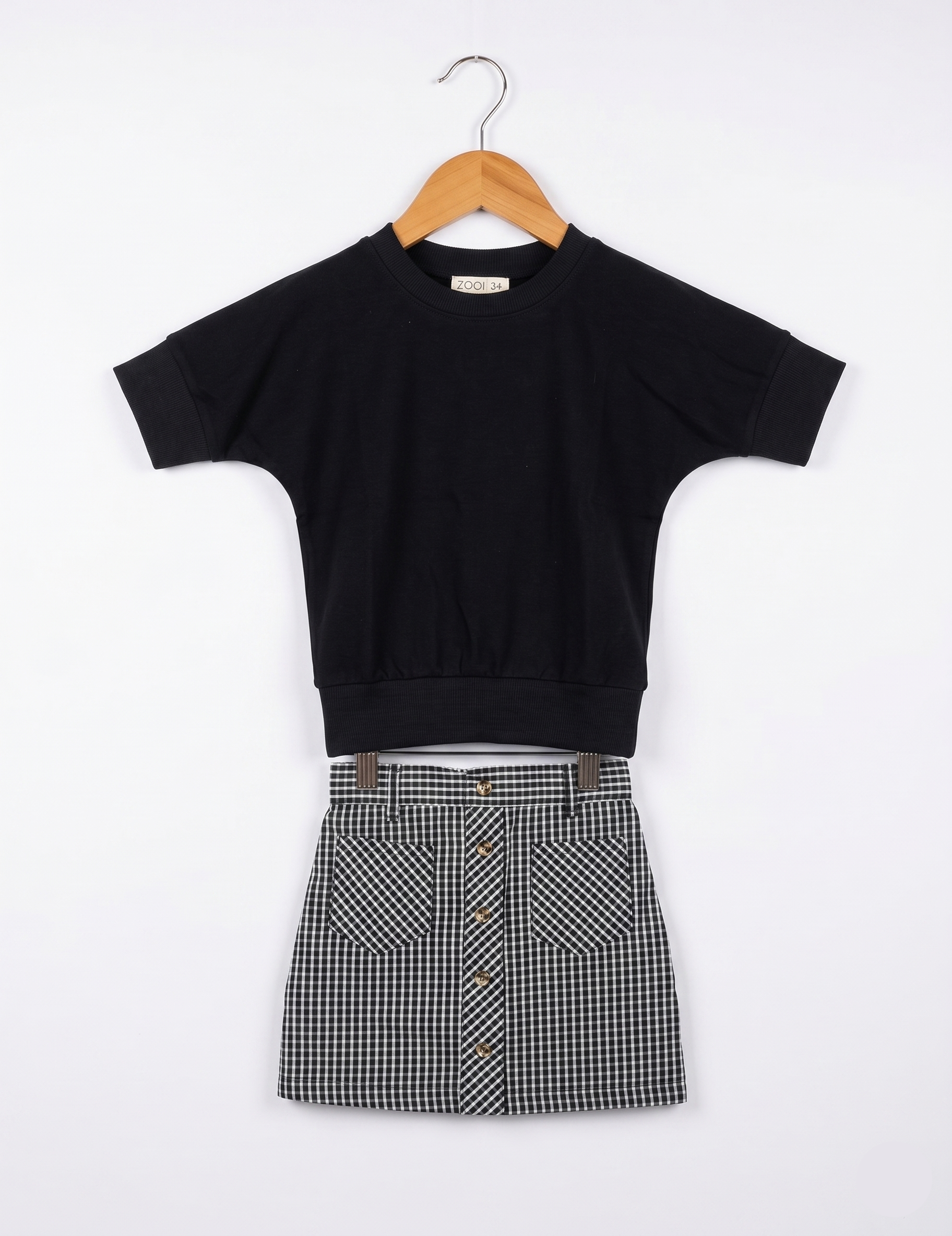 Stylish Black and Gingham Coordinates Set for Kids