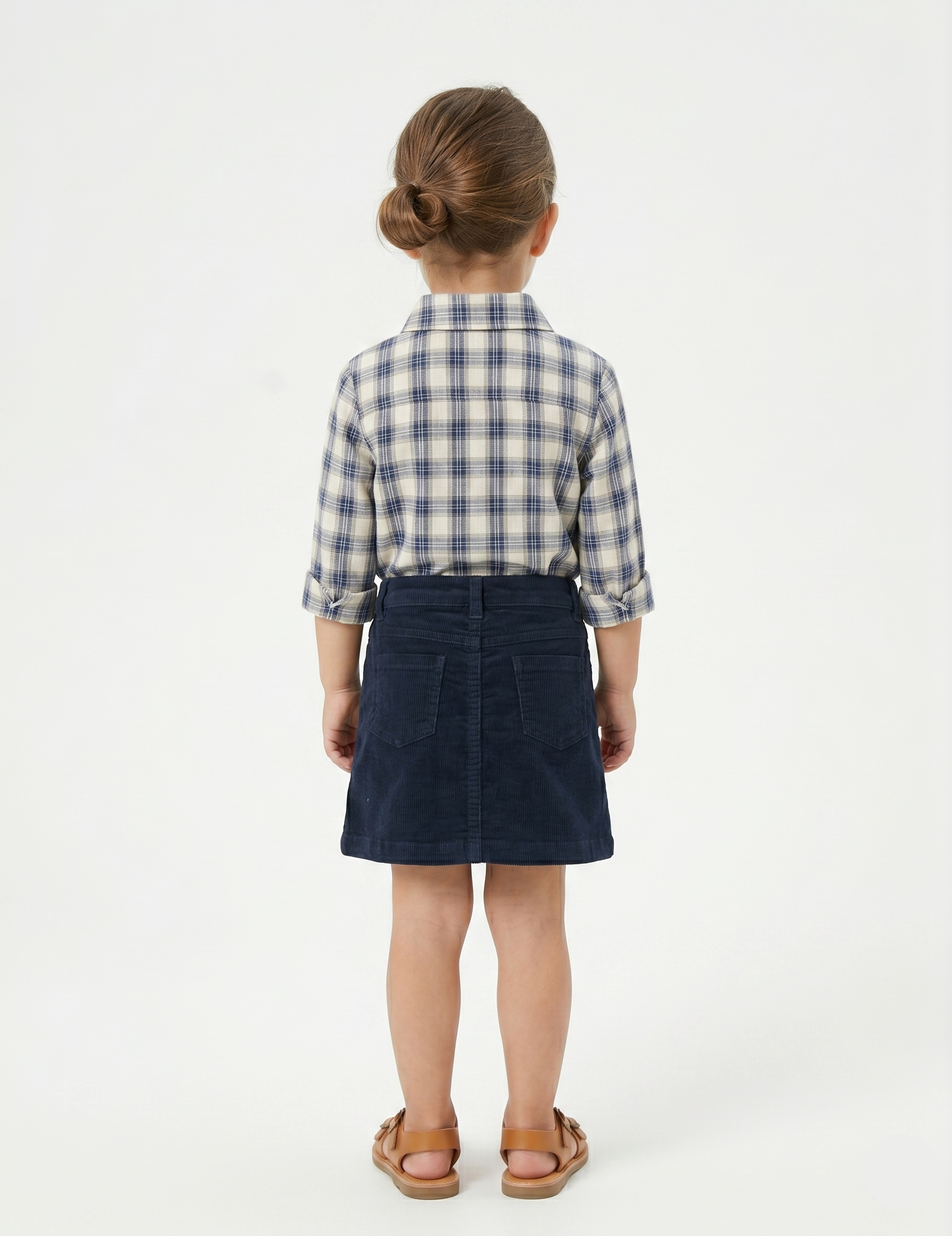 Girls' Plaid Button-Down Shirt and Corduroy Button-Front Skirt Set