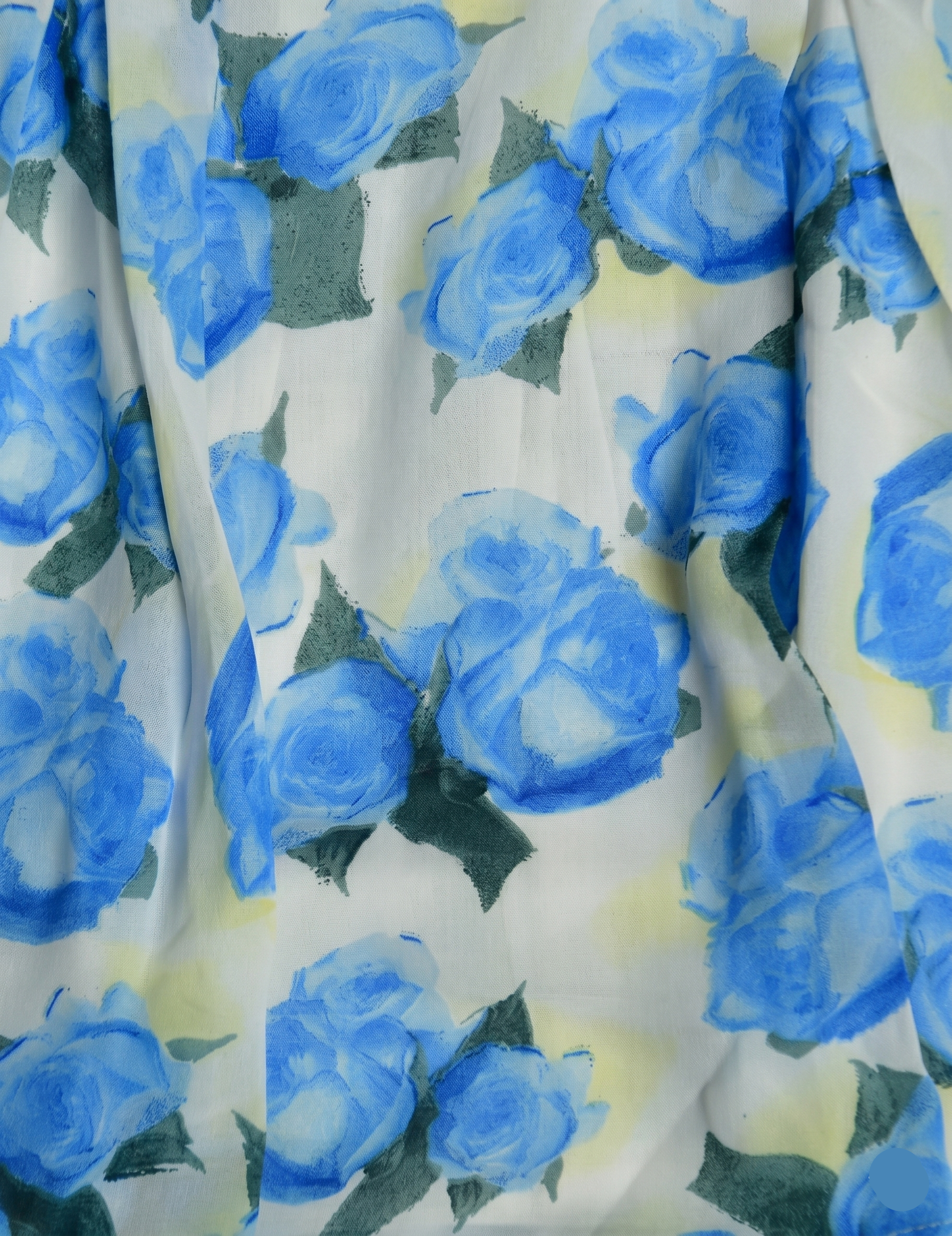 Blue Rose Floral Cold Shoulder Girls Dress with Ruffle Neckline