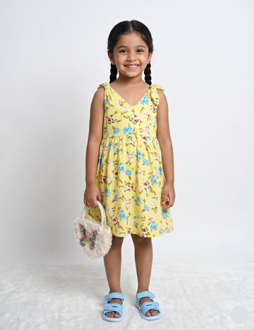 Yellow Floral Summer Dress for Girls