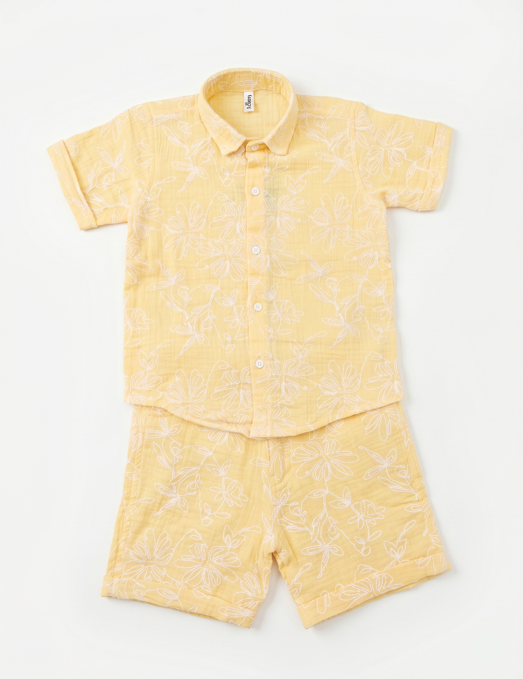 Sun-Kissed Floral Muslin Button-Down & Shorts Set