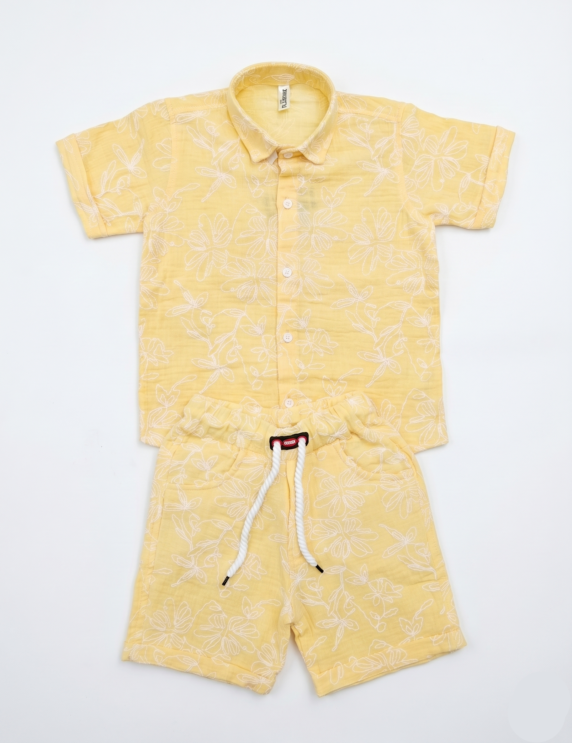 Sun-Kissed Floral Muslin Button-Down & Shorts Set