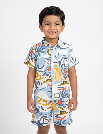 Boys Abstract Geometric Cotton Matching Set