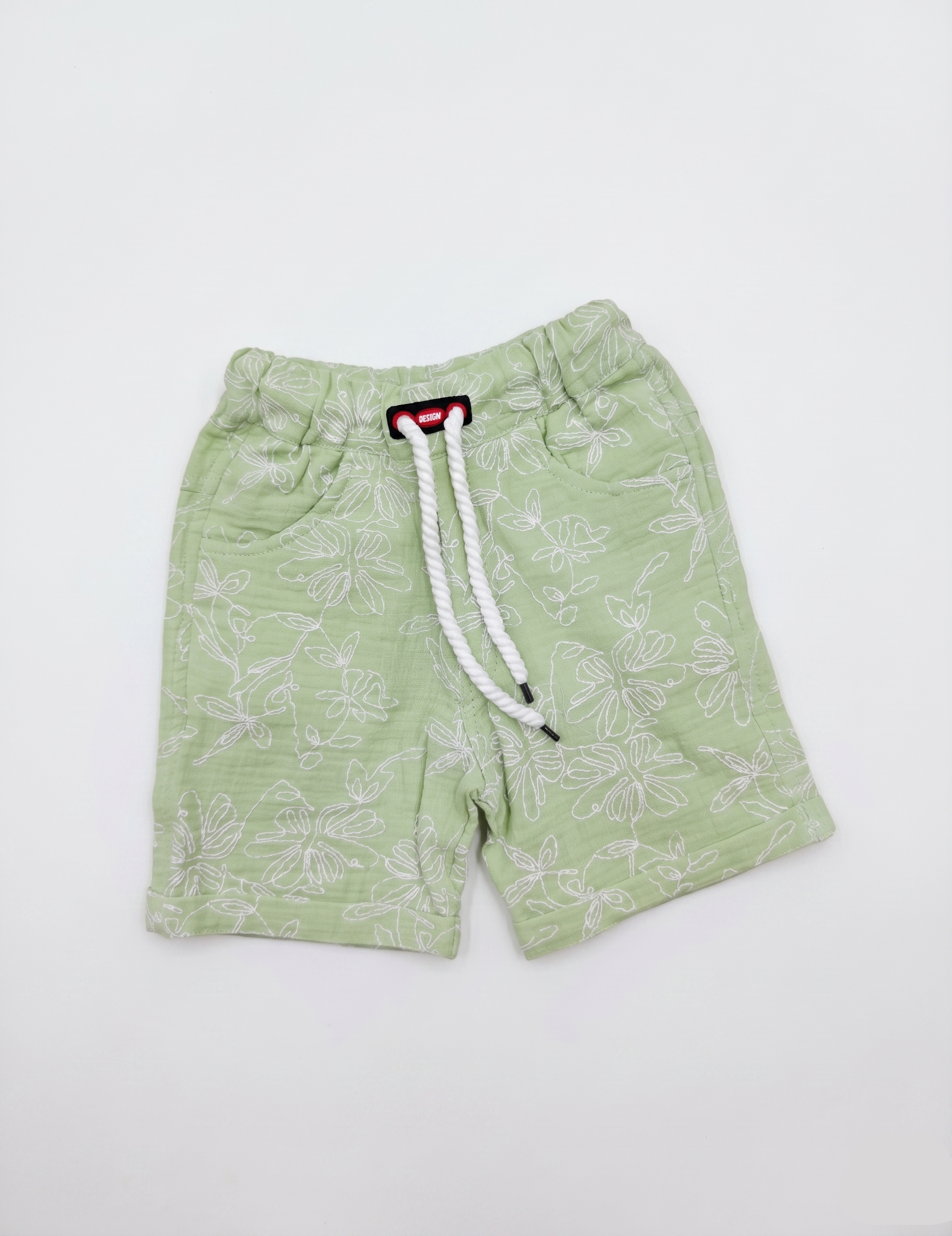 Sage Floral Muslin Button-Down & Shorts Set