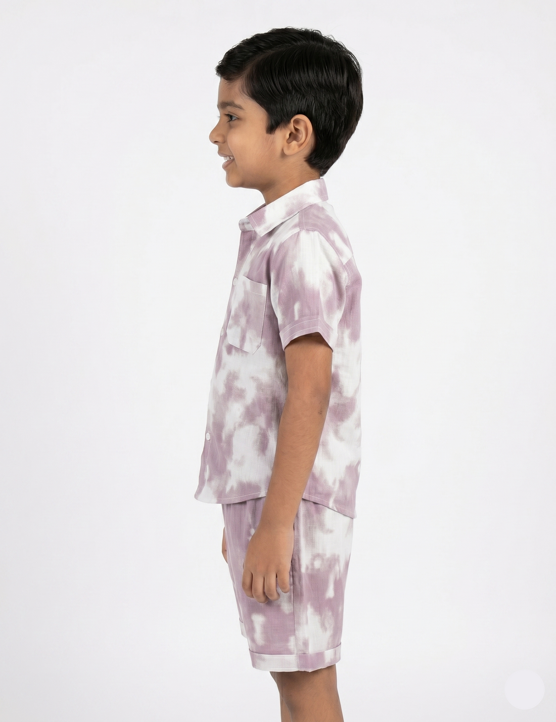 Kids Mauve Tie-Dye Shirt and Shorts Co-ord Set