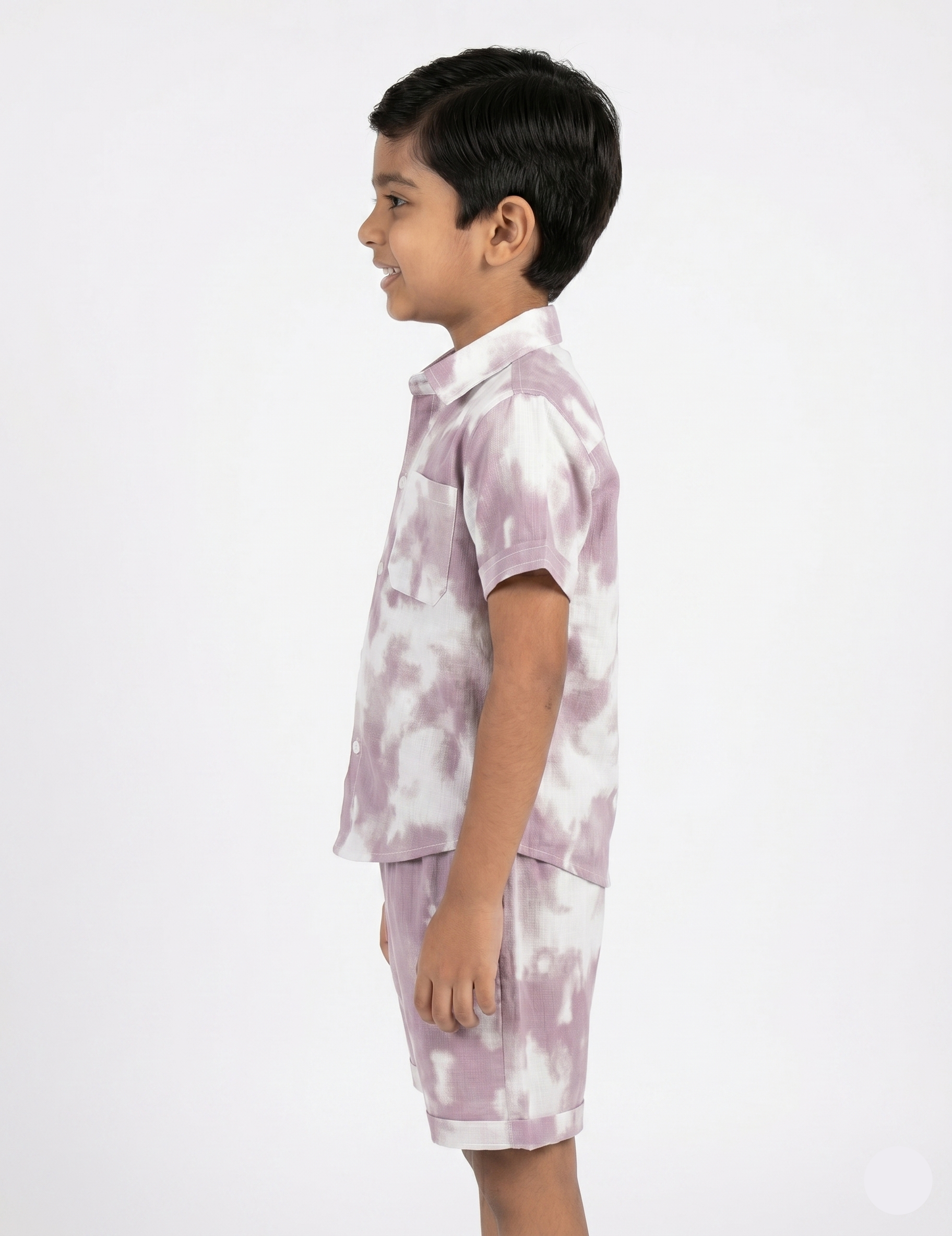 Kids Mauve Tie-Dye Shirt and Shorts Co-ord Set