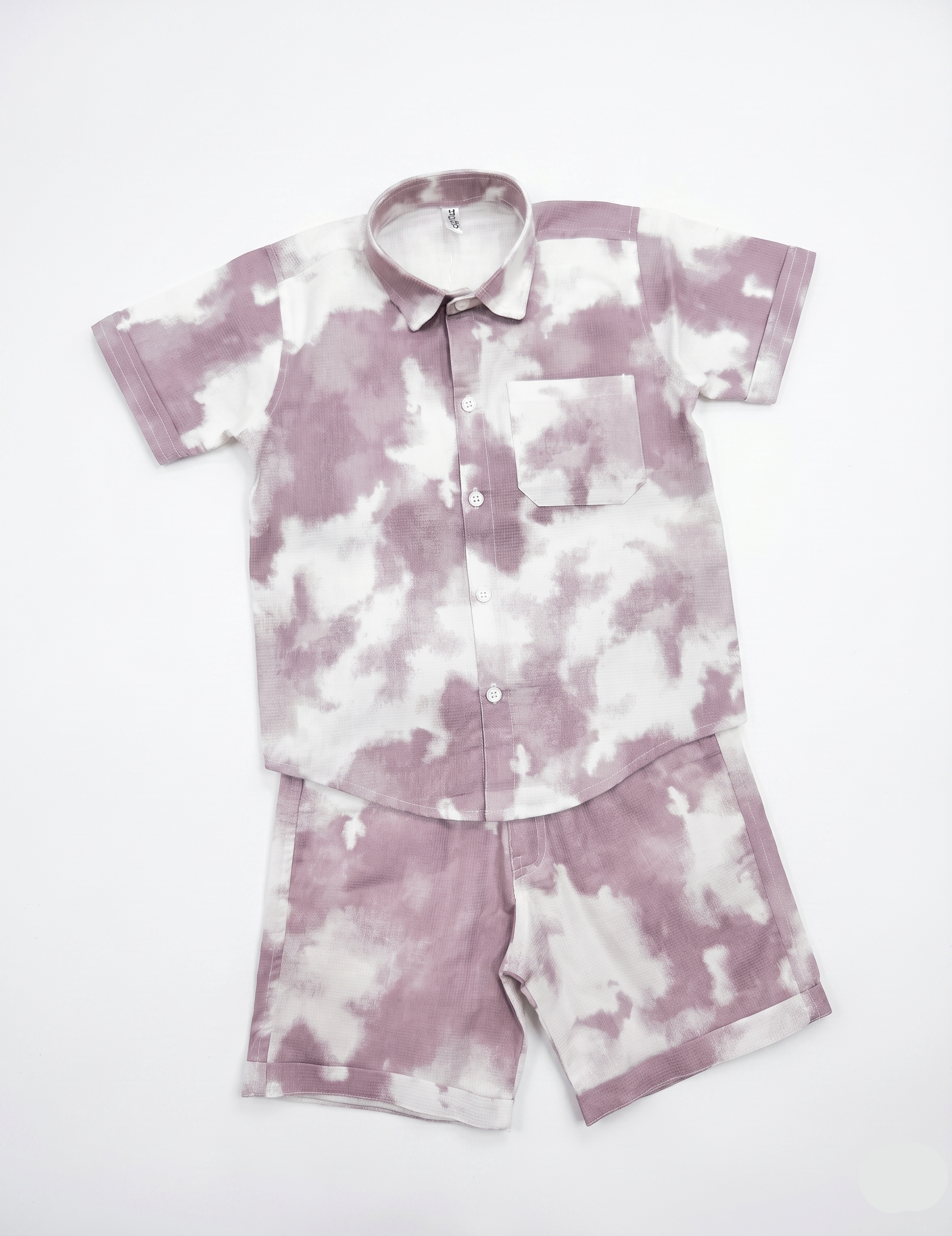 Kids Mauve Tie-Dye Shirt and Shorts Co-ord Set