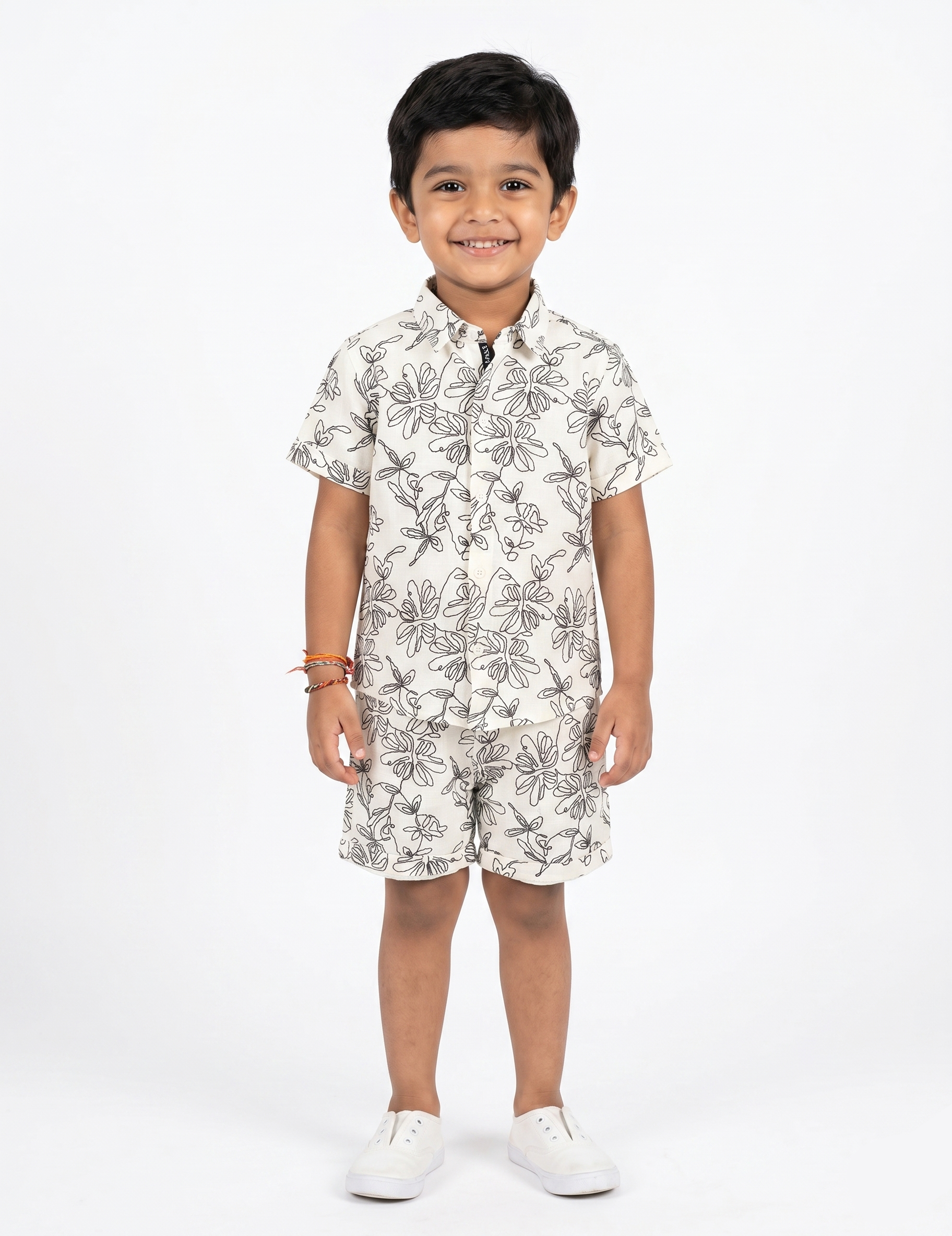 Kids Floral Sketch Shirt and Shorts Co-ord Set