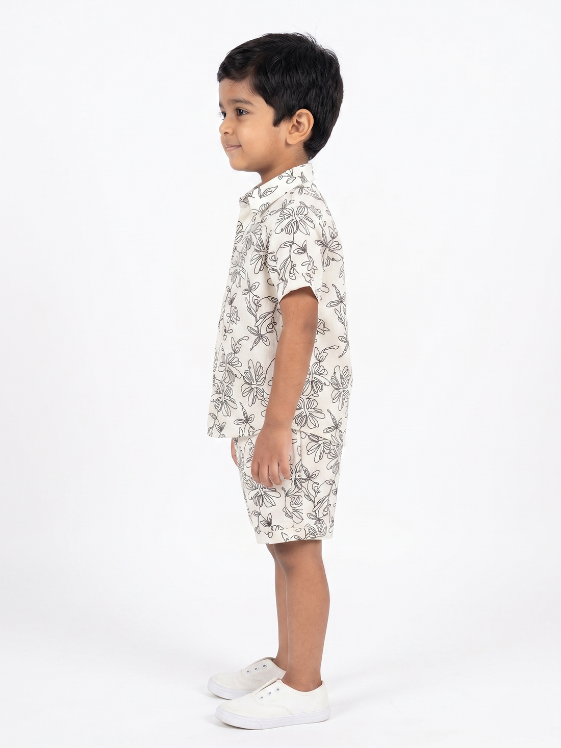 Kids Floral Sketch Shirt and Shorts Co-ord Set