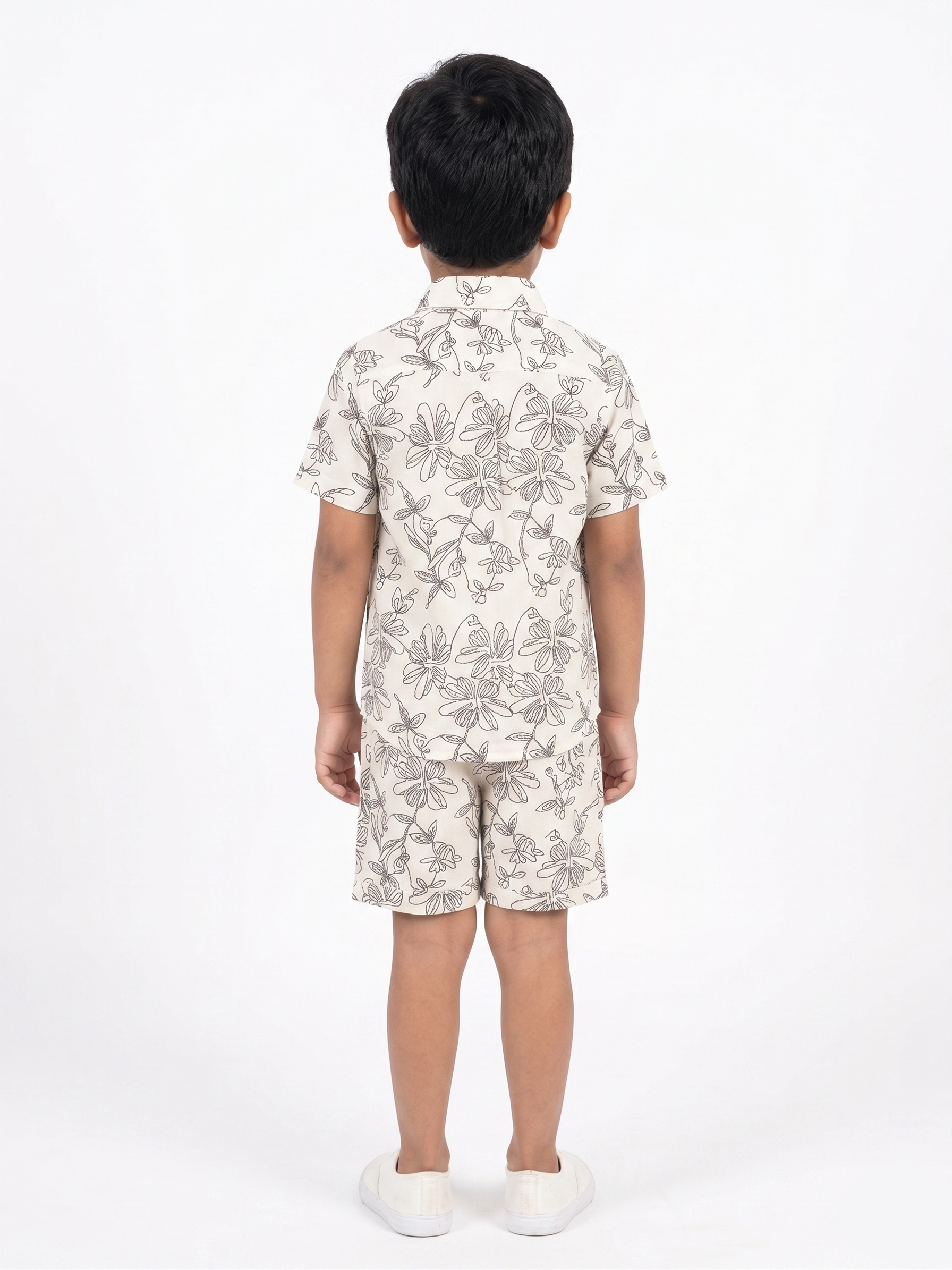 Kids Floral Sketch Shirt and Shorts Co-ord Set