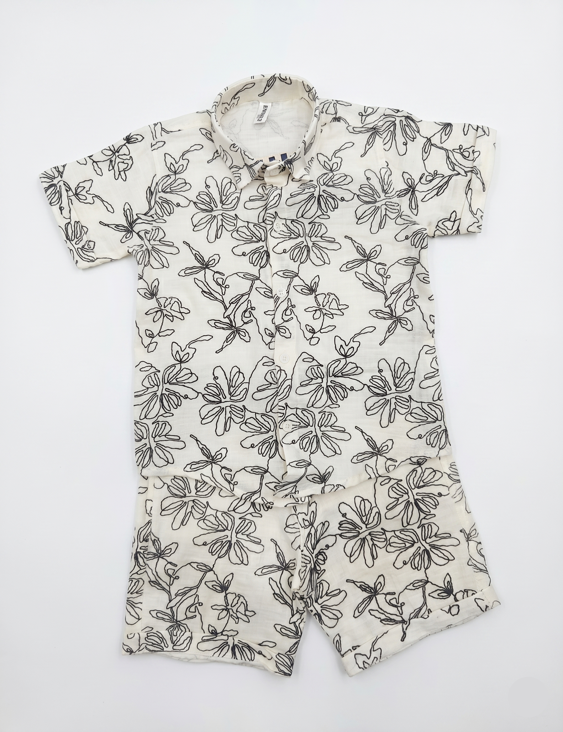 Kids Floral Sketch Shirt and Shorts Co-ord Set
