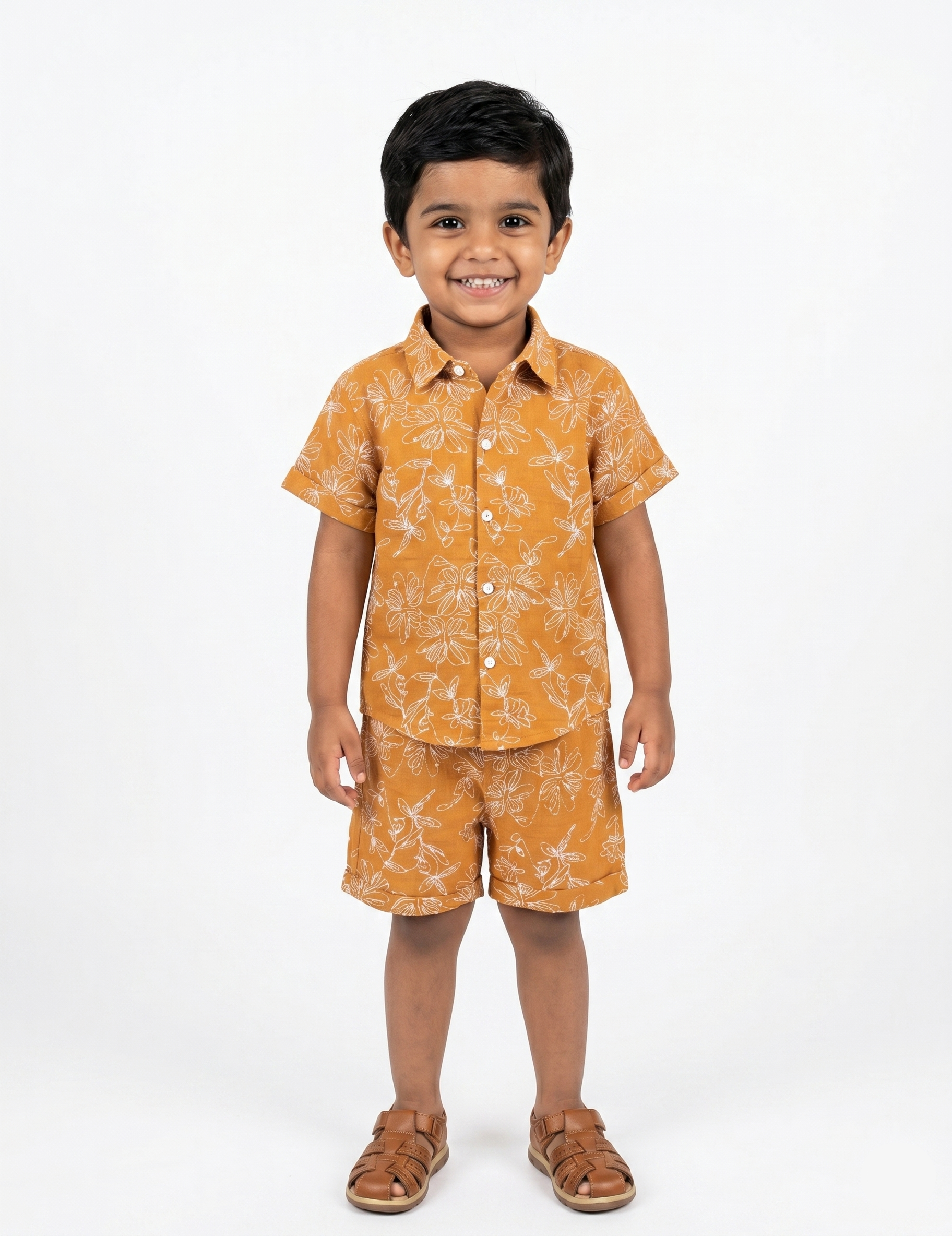 Kids Muslin Floral Shirt and Shorts Co-ord Set