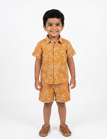 Kids Muslin Floral Shirt and Shorts Co-ord Set