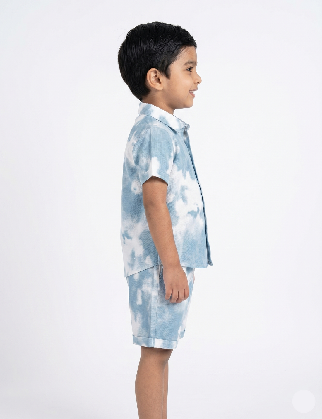 Boys Blue and White Tie-Dye Shirt and Shorts Set