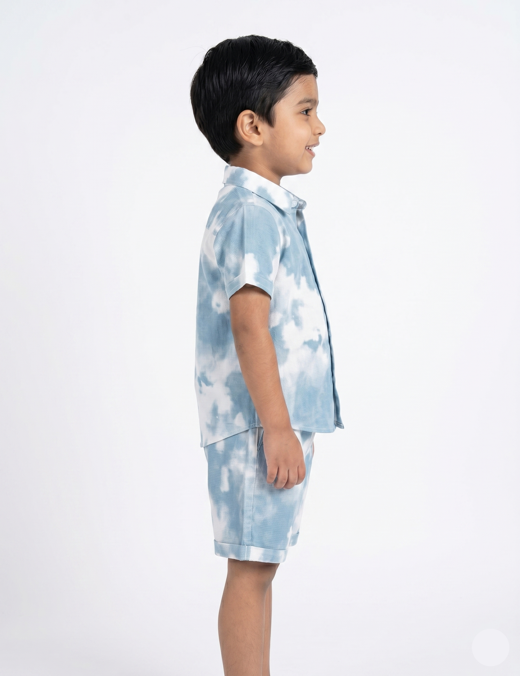 Boys Blue and White Tie-Dye Shirt and Shorts Set