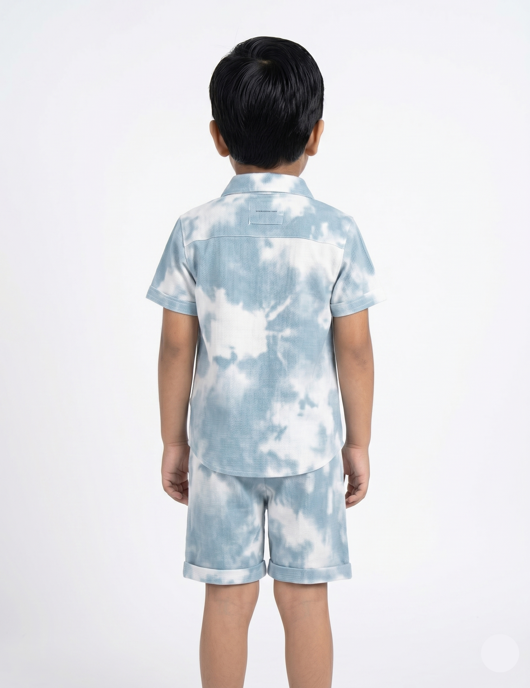 Boys Blue and White Tie-Dye Shirt and Shorts Set