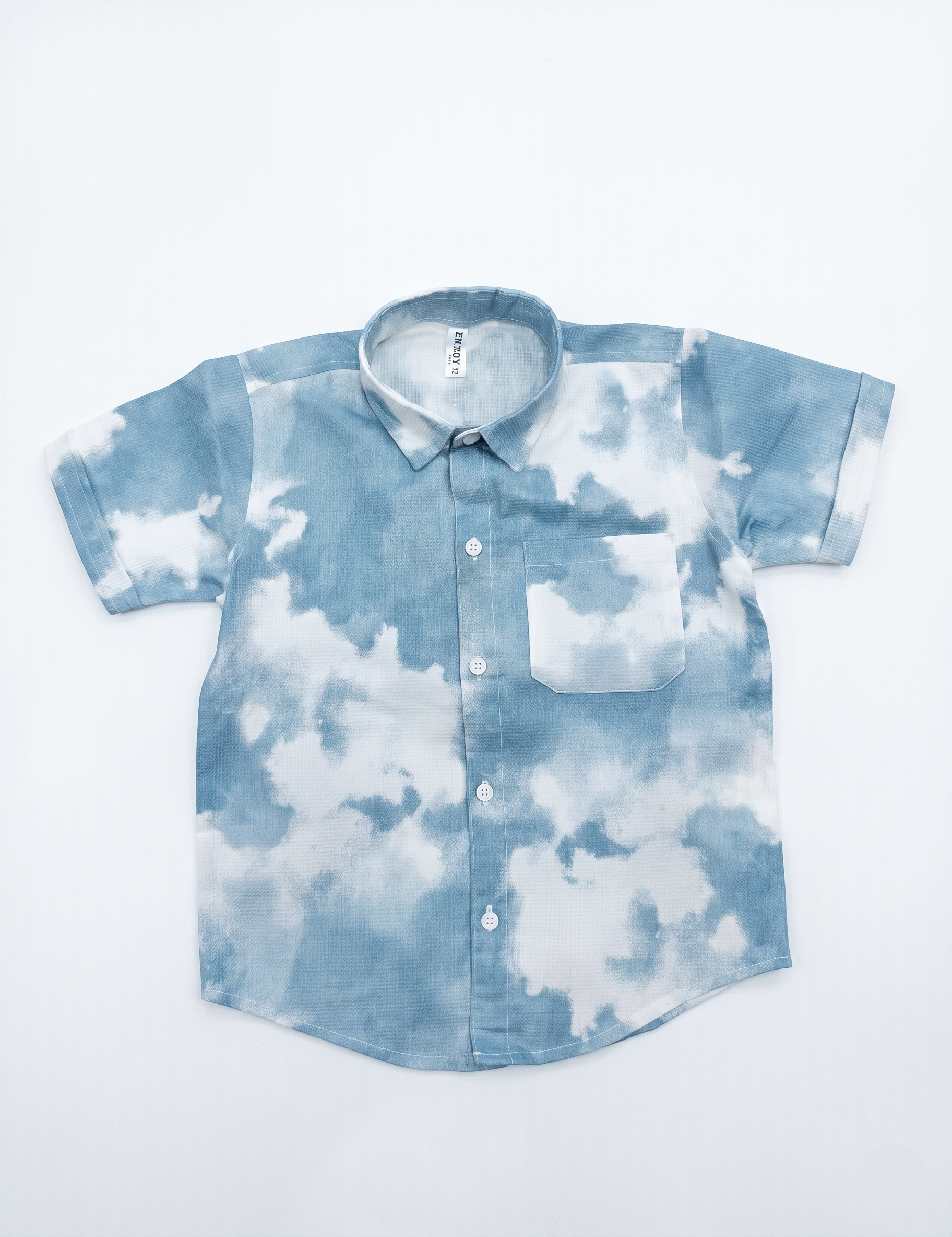 Boys Blue and White Tie-Dye Shirt and Shorts Set
