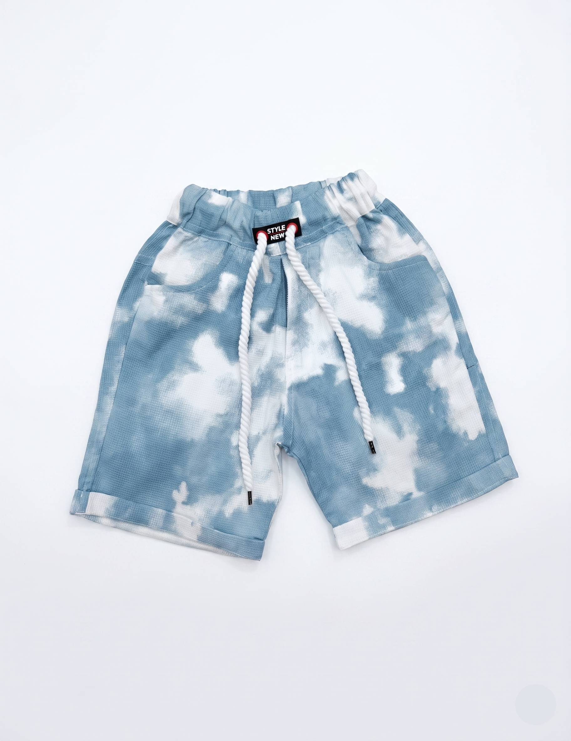 Boys Blue and White Tie-Dye Shirt and Shorts Set