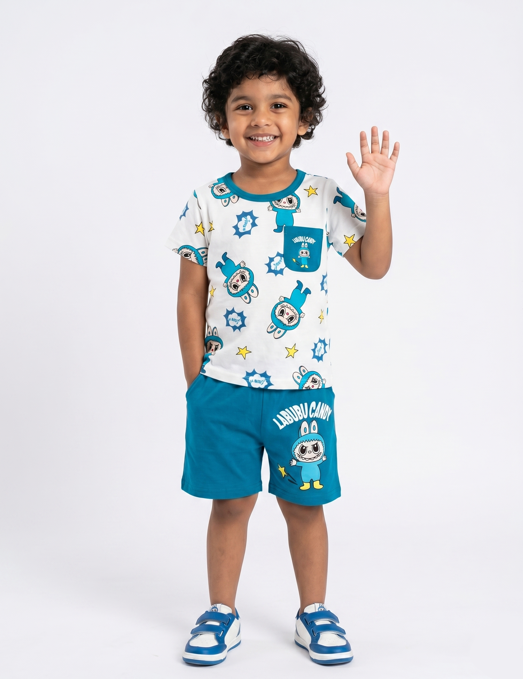 Kids' Labubu Candy Graphic Short Sleeve T-Shirt and Shorts Set