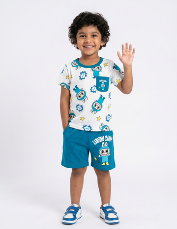 Kids' Labubu Candy Graphic Short Sleeve T-Shirt and Shorts Set