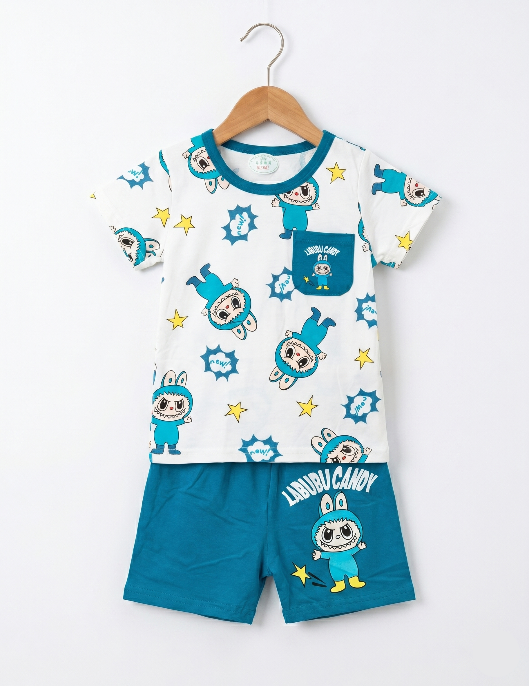 Kids' Labubu Candy Graphic Short Sleeve T-Shirt and Shorts Set
