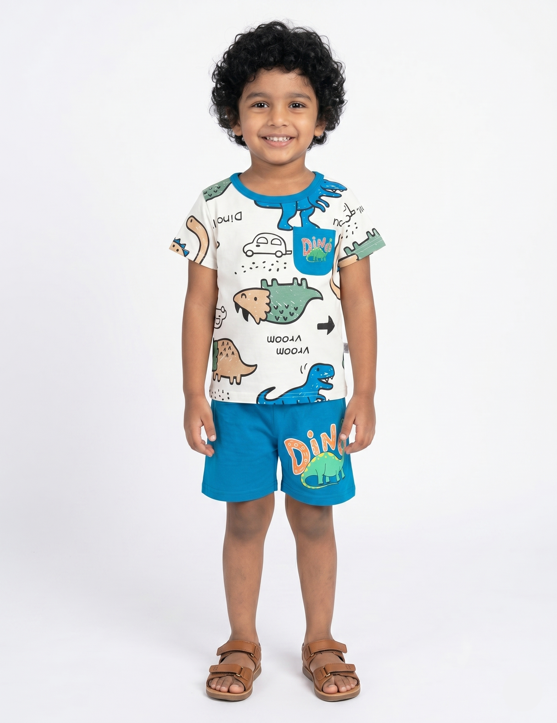 Kids' Dinosaur Graphic Short Sleeve T-Shirt and Shorts Set