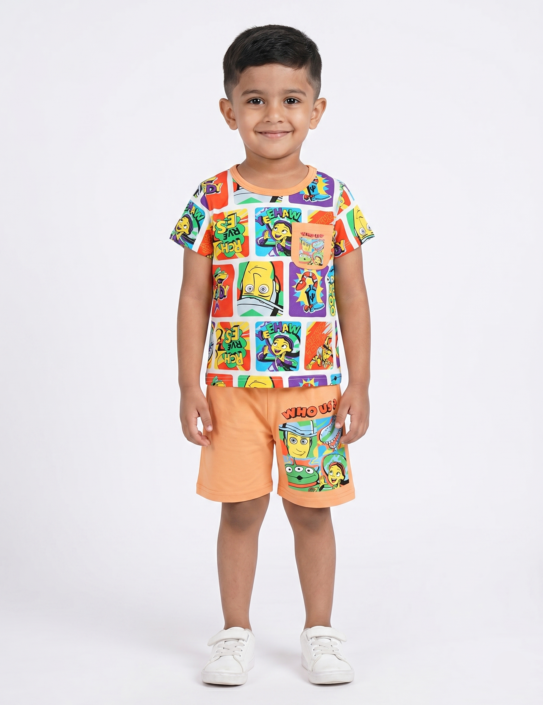 Kids’ Graphic T-Shirt and Shorts Set – Toy Story Print Summer Outfit