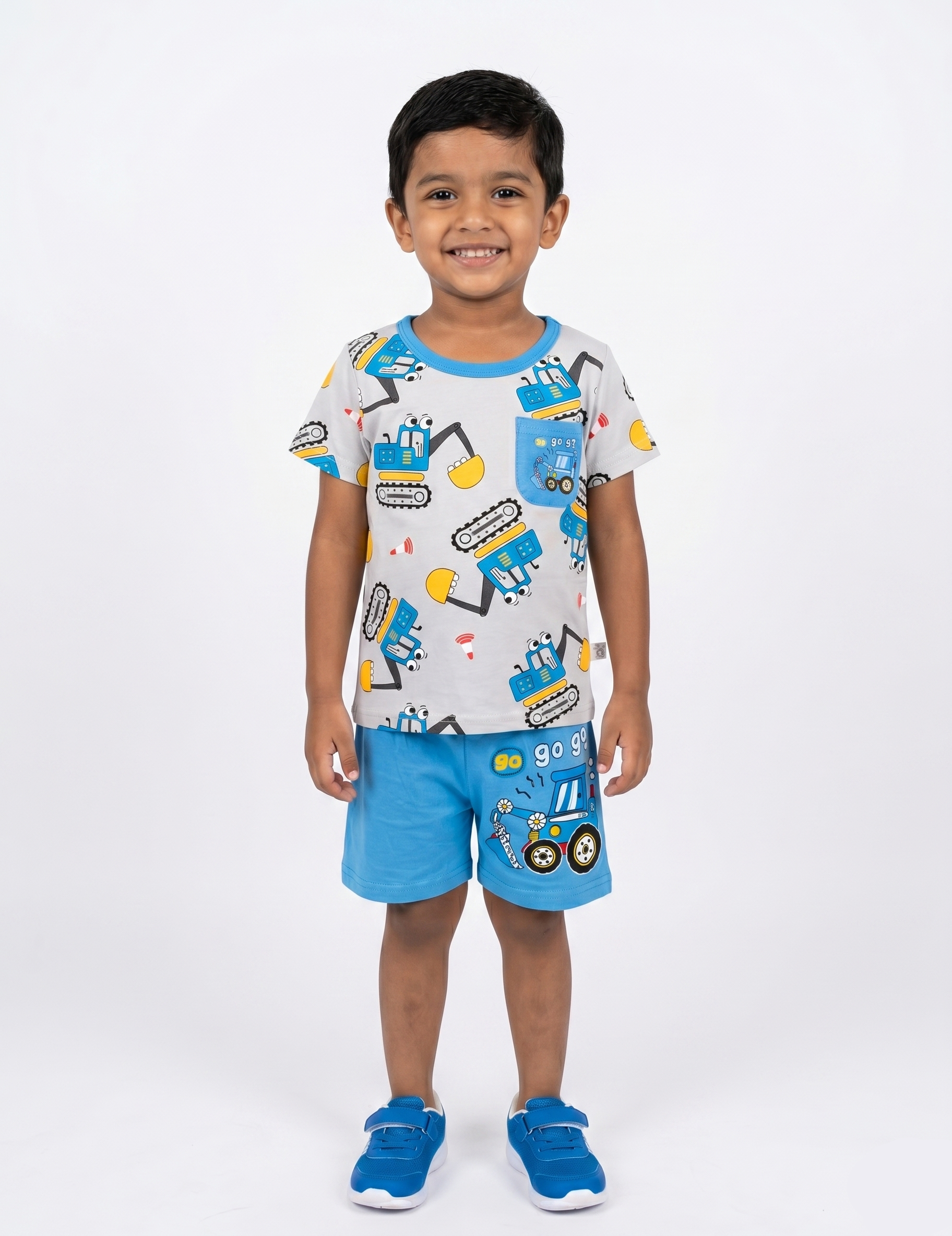 Kids' Construction Vehicle Graphic T-Shirt and Shorts Set – Summer Playwear