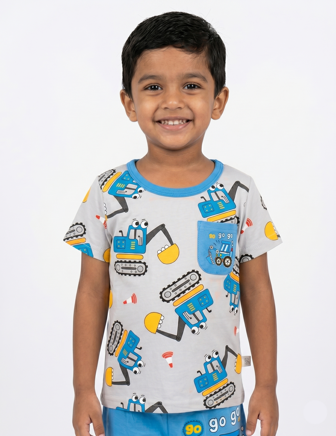 Kids' Construction Vehicle Graphic T-Shirt and Shorts Set – Summer Playwear