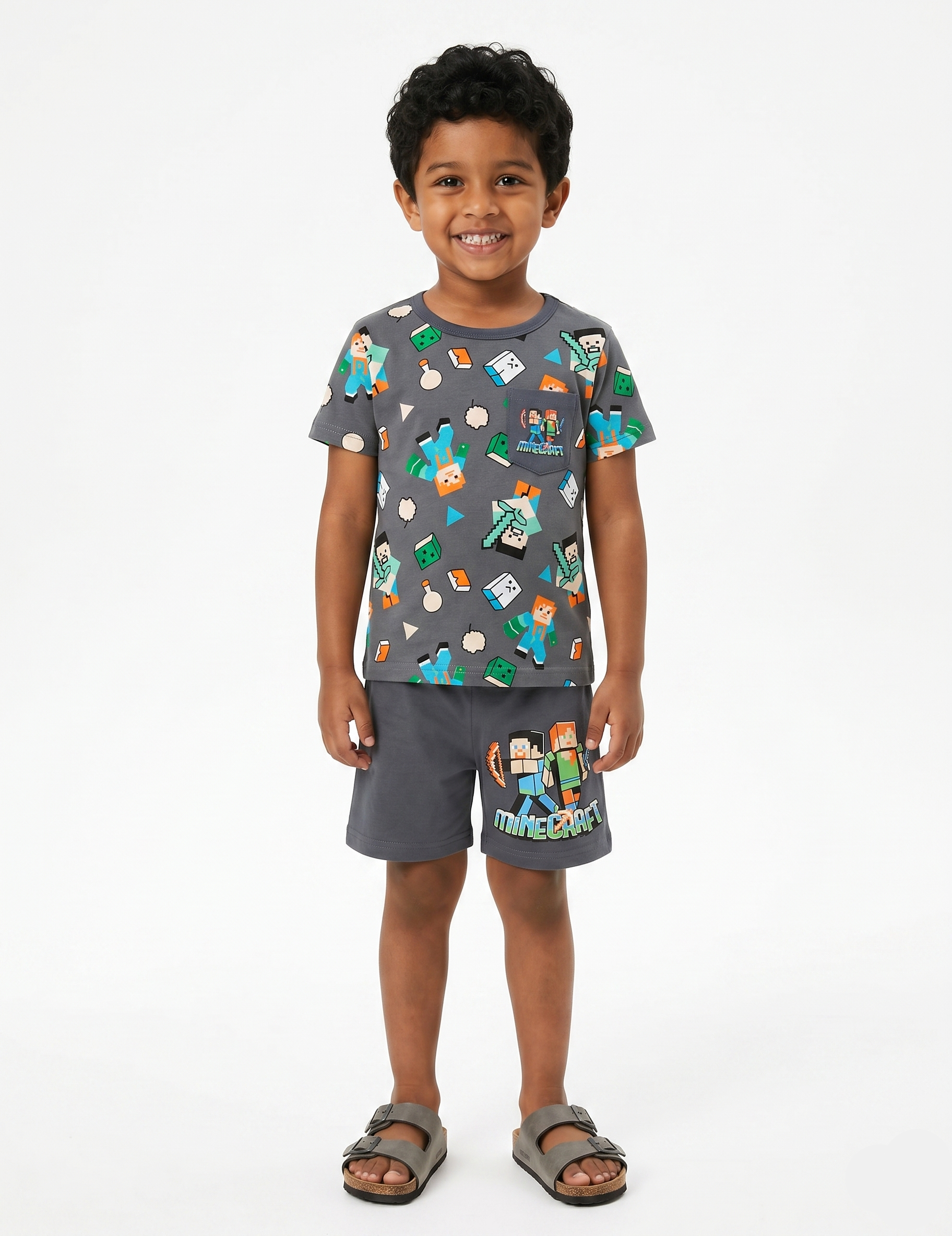Kids' Minecraft Graphic T-Shirt and Shorts Set – Gaming Summer Outfit