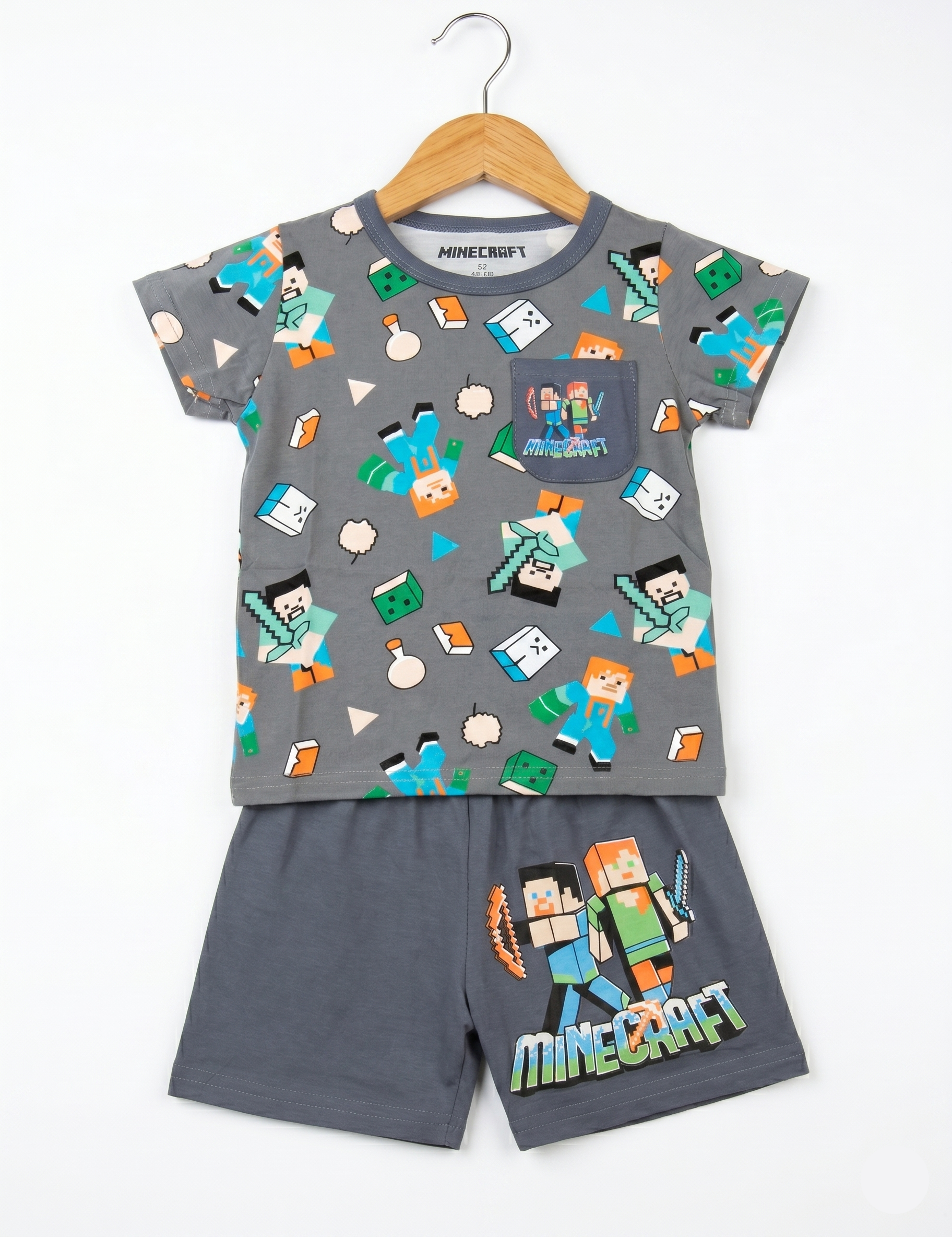 Kids' Minecraft Graphic T-Shirt and Shorts Set – Gaming Summer Outfit