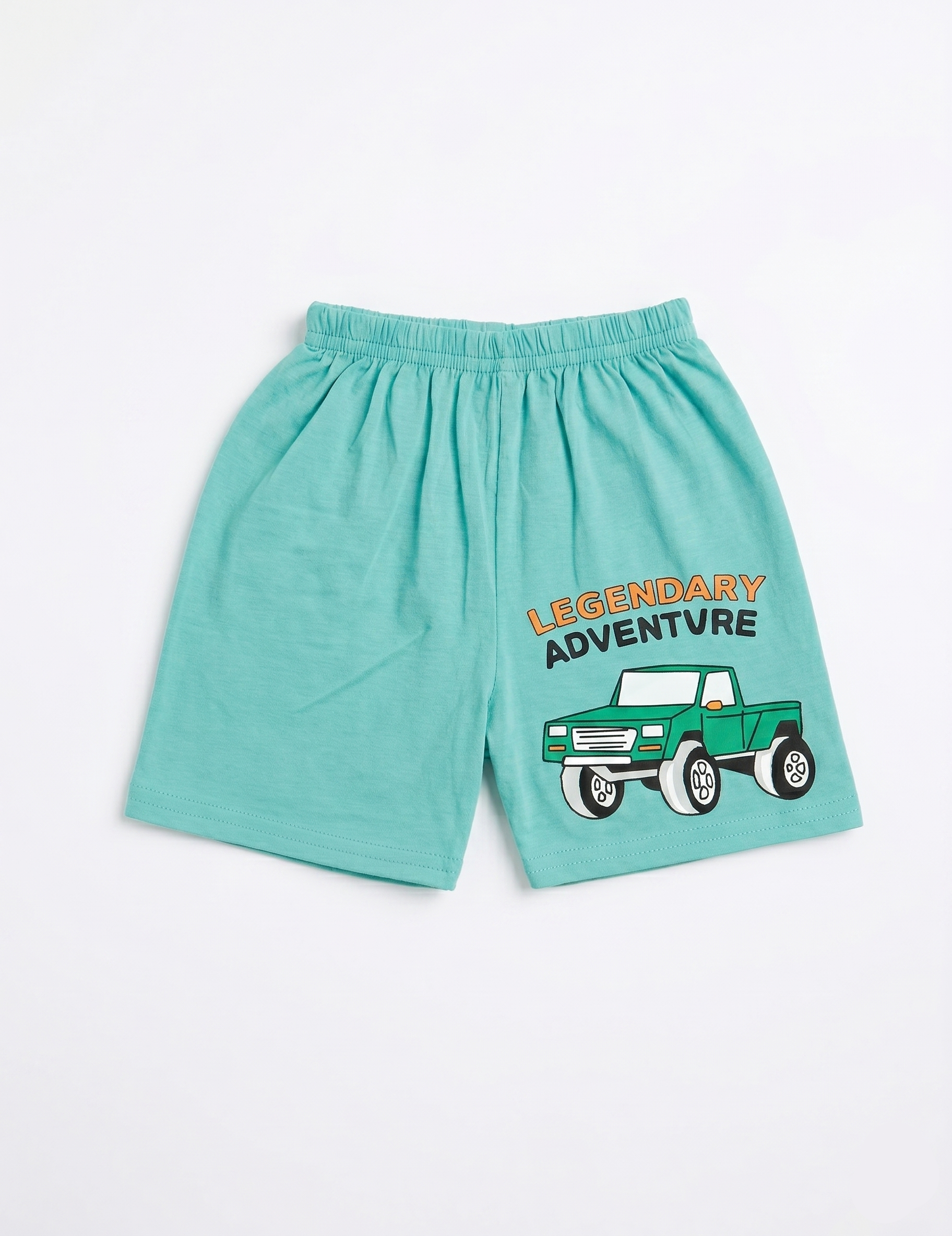 Boys' Casual Truck Print Two-Piece Summer Outfit – Mint and Green