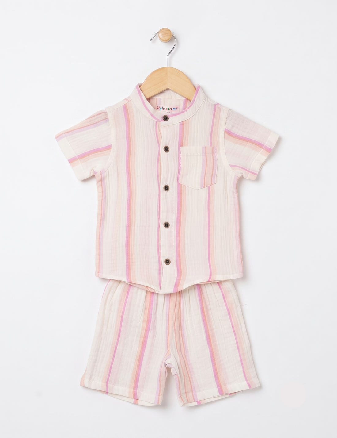 Kids Striped Muslin Cotton Co-ord Set