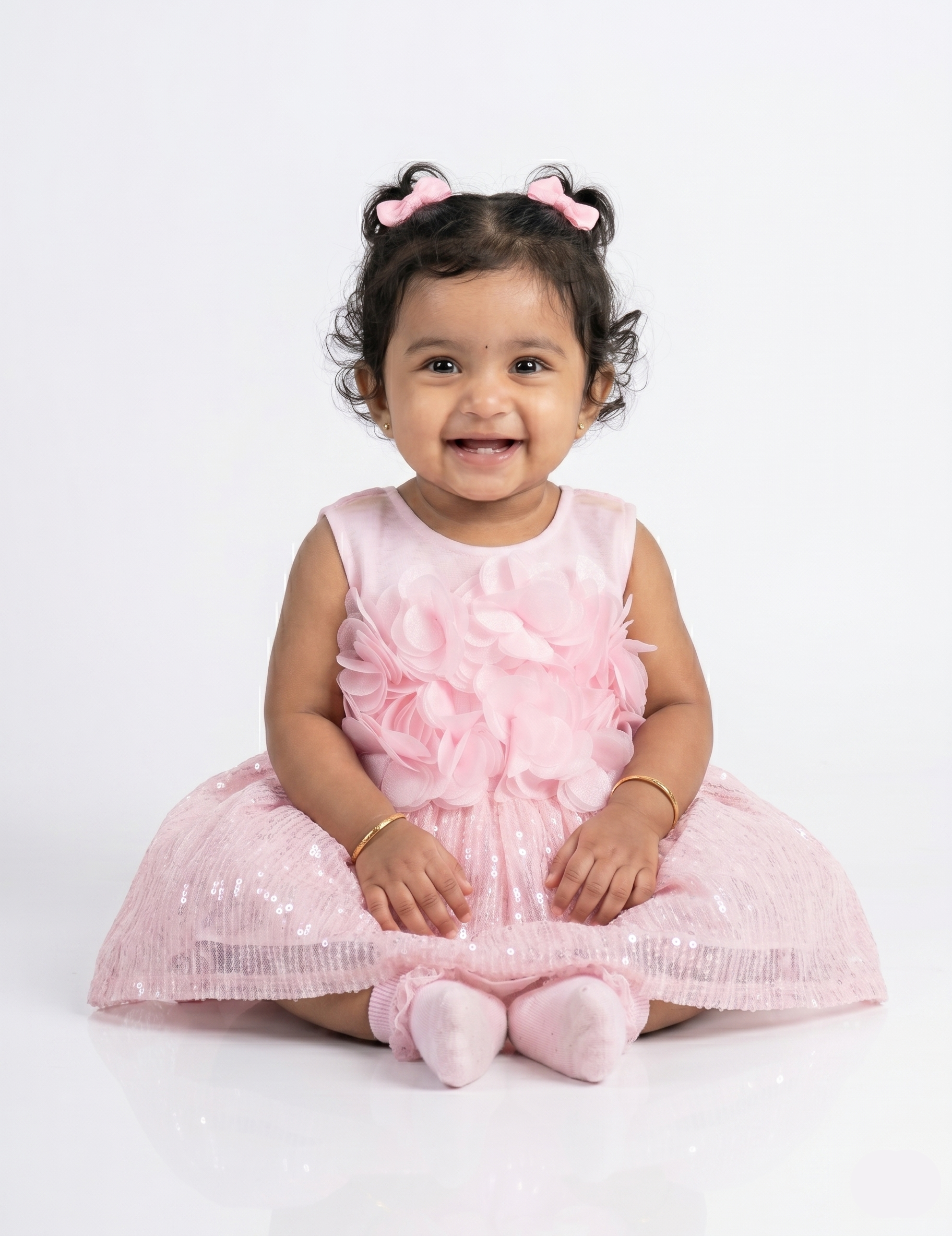 Toddler Girls Pink Floral Sequin Party Dress