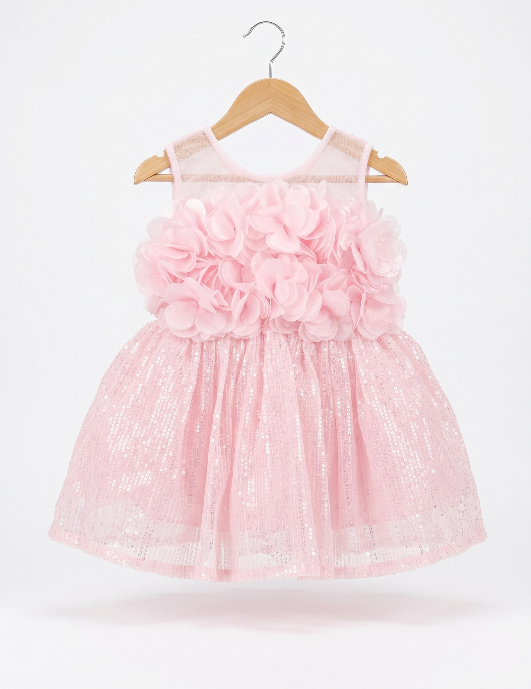 Toddler Girls Pink Floral Sequin Party Dress