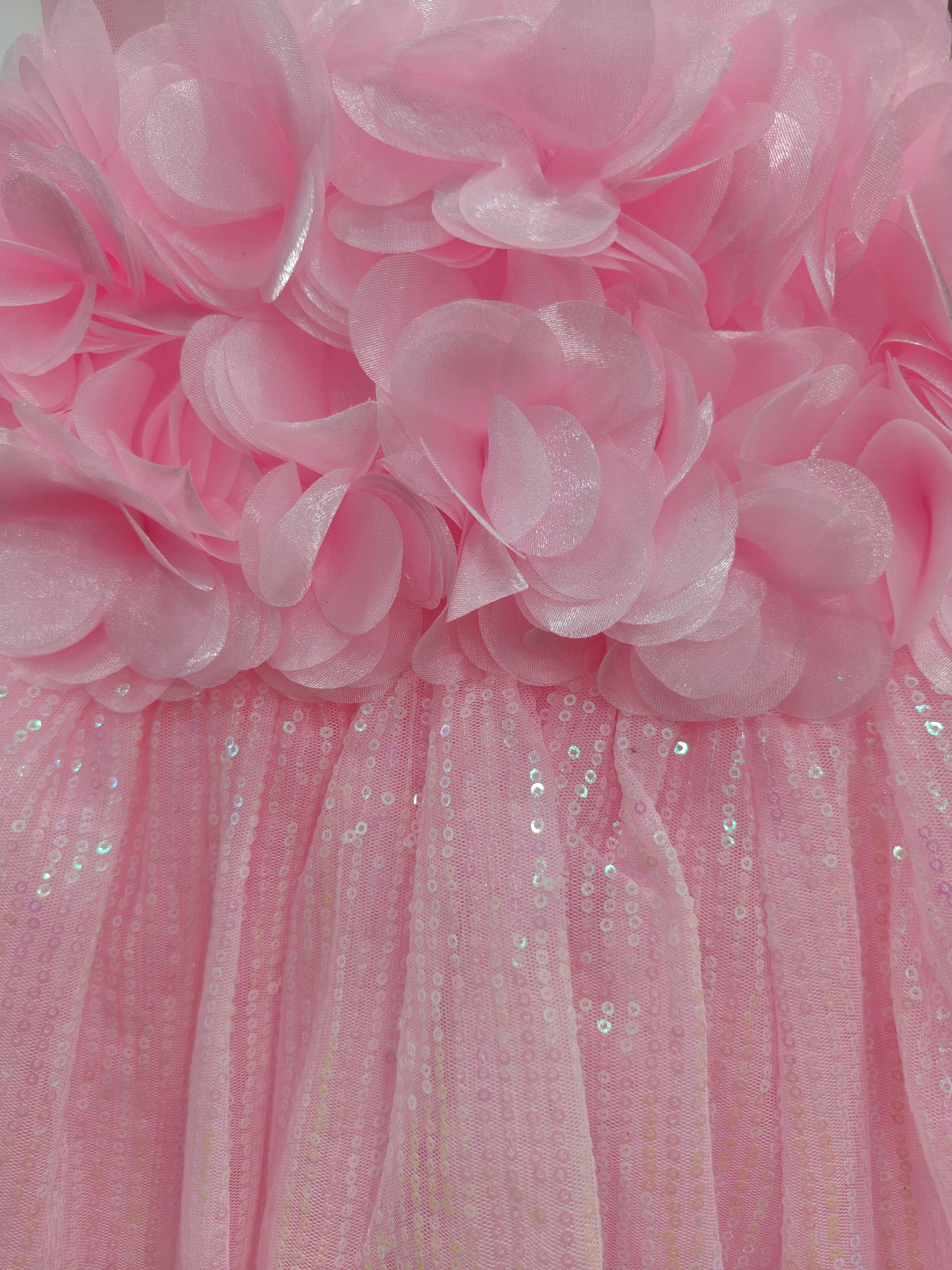 Toddler Girls Pink Floral Sequin Party Dress