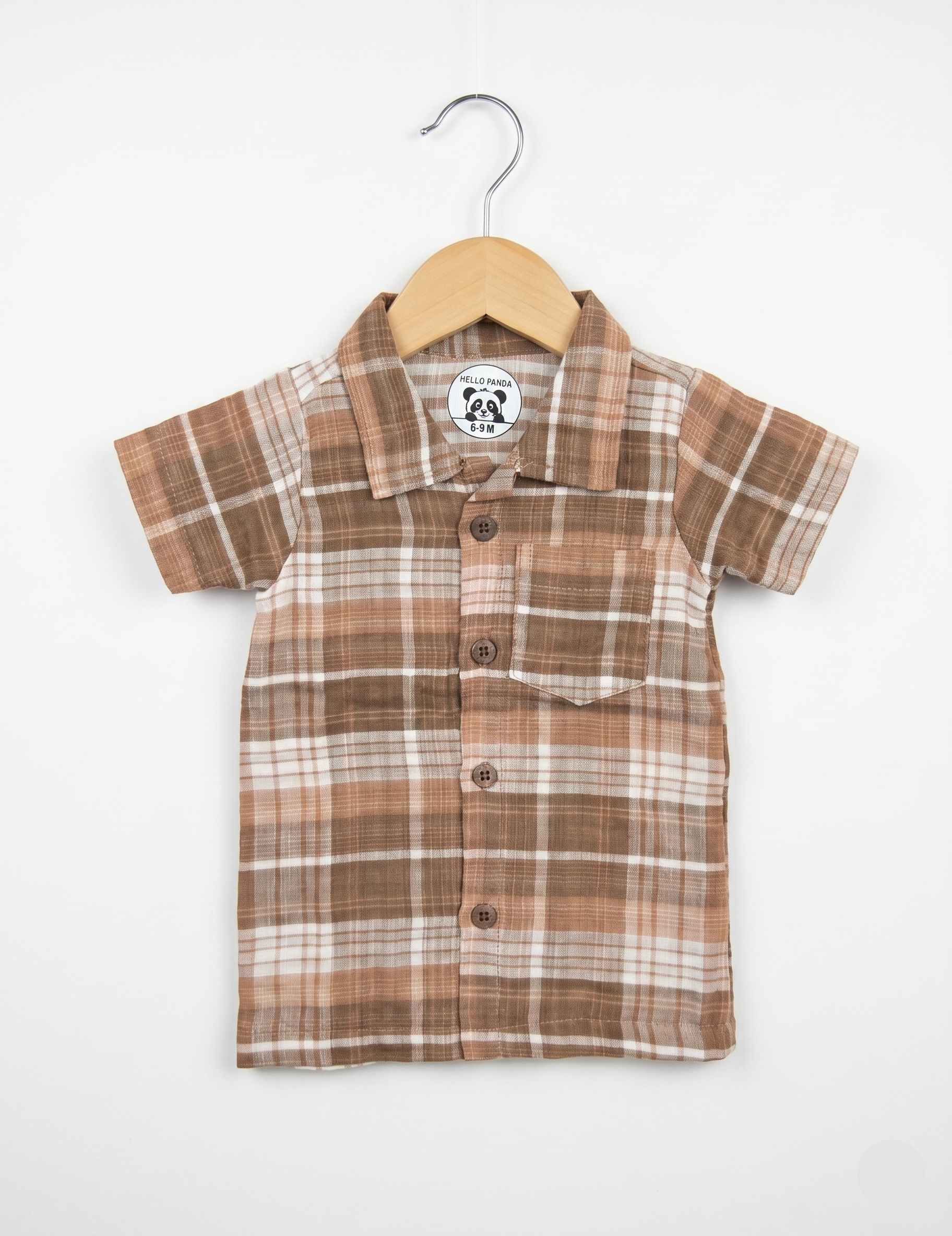 Baby Boy's Lightweight Brown Checkered Summer Pajama/Outfit Set
