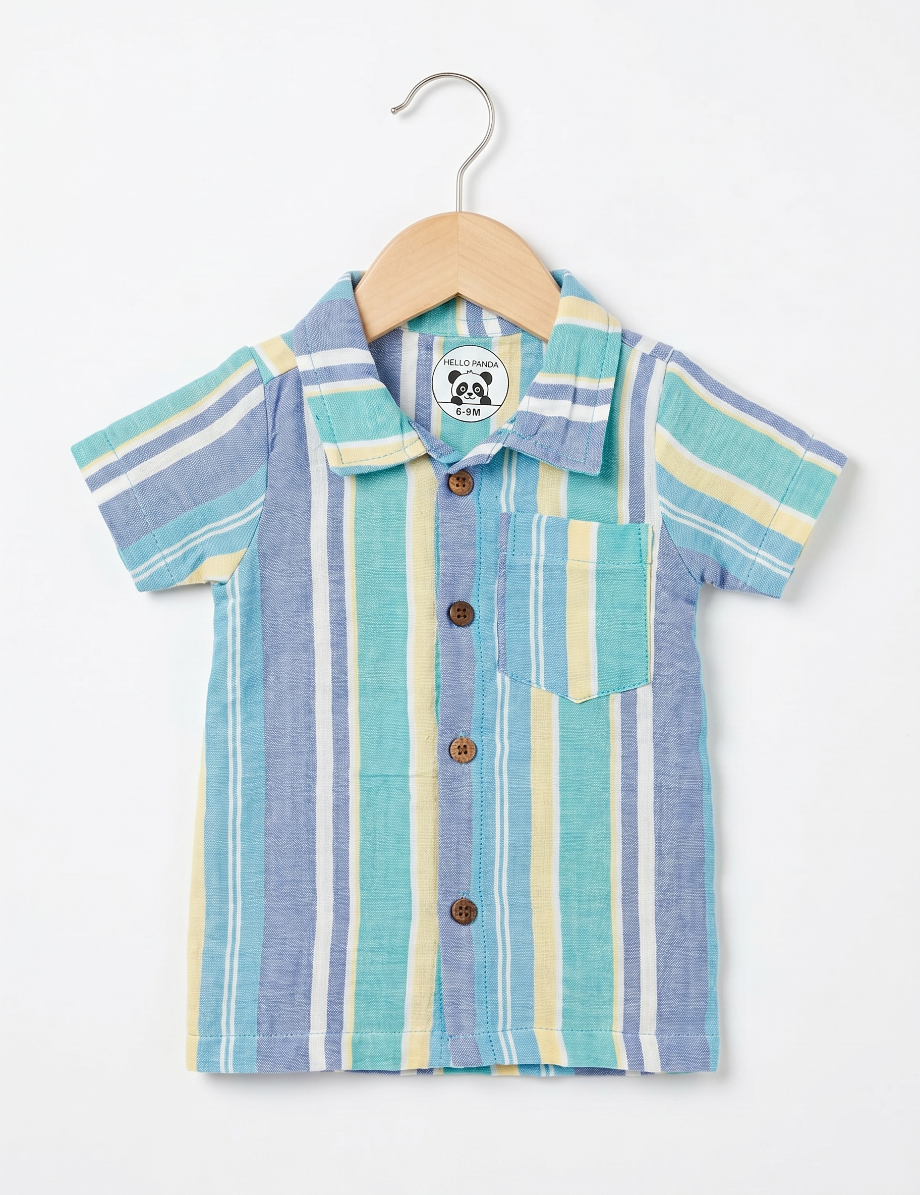 Infants' Multi-Color Stripe Button-Down Muslin Shirt and Shorts Set