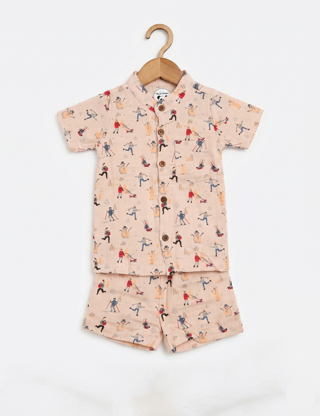 Infants' Winter Print Muslin Button-Down Shirt and Shorts Set