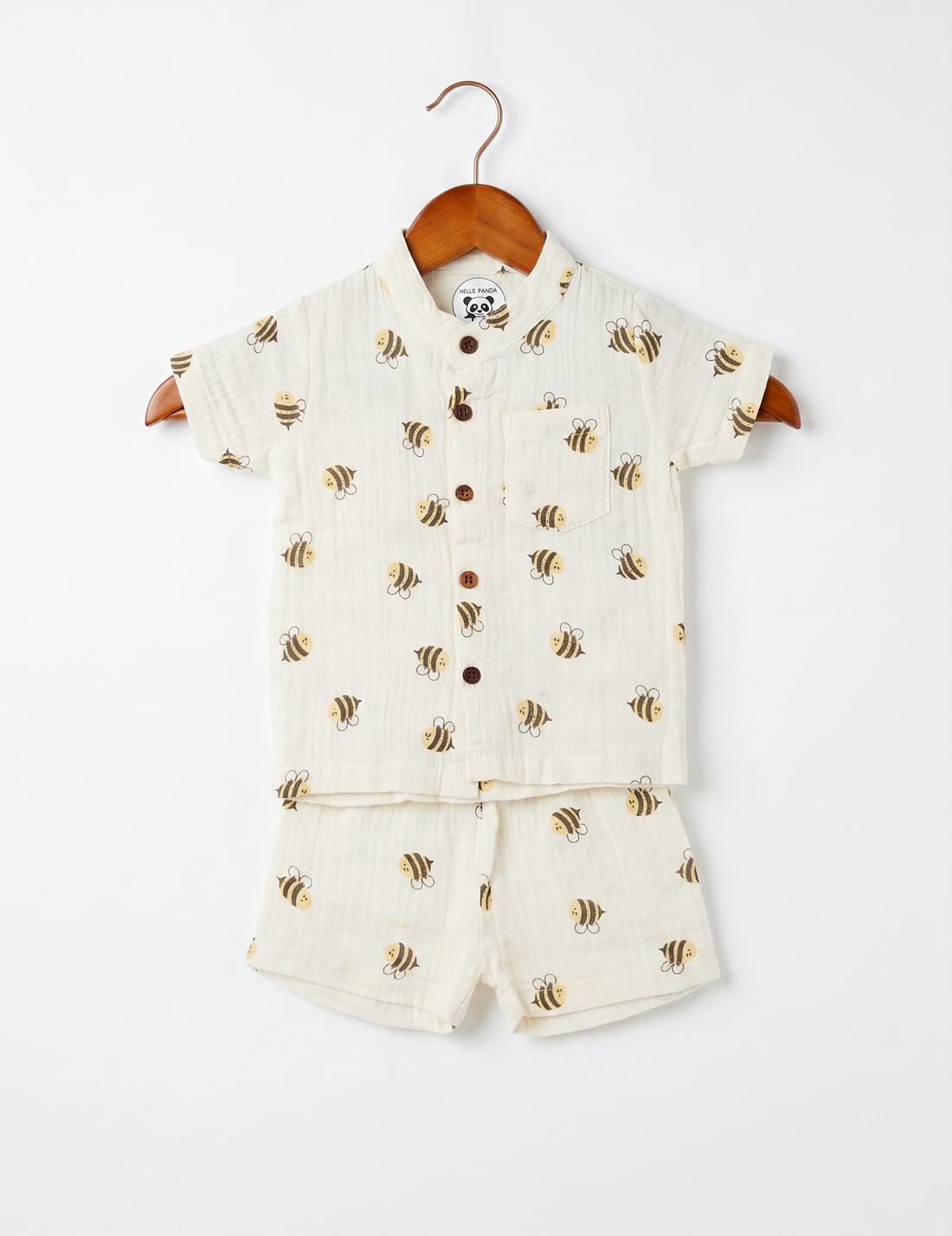 Infants' Bumblebee Print Muslin Button-Down Shirt and Shorts Set